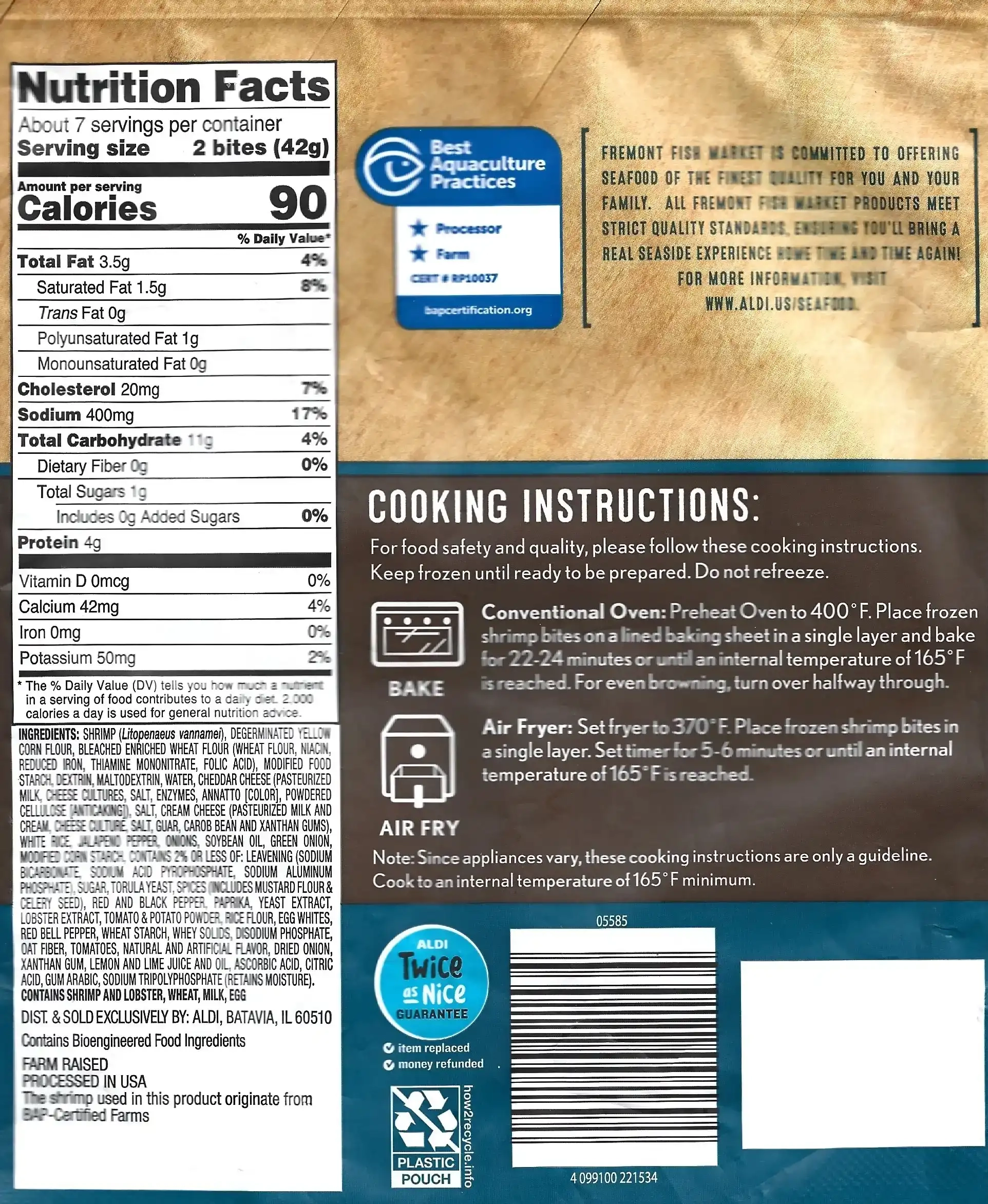 Fremont Fish Market Shrimp Bites Ingredients Nutrition Facts Cooking Directions