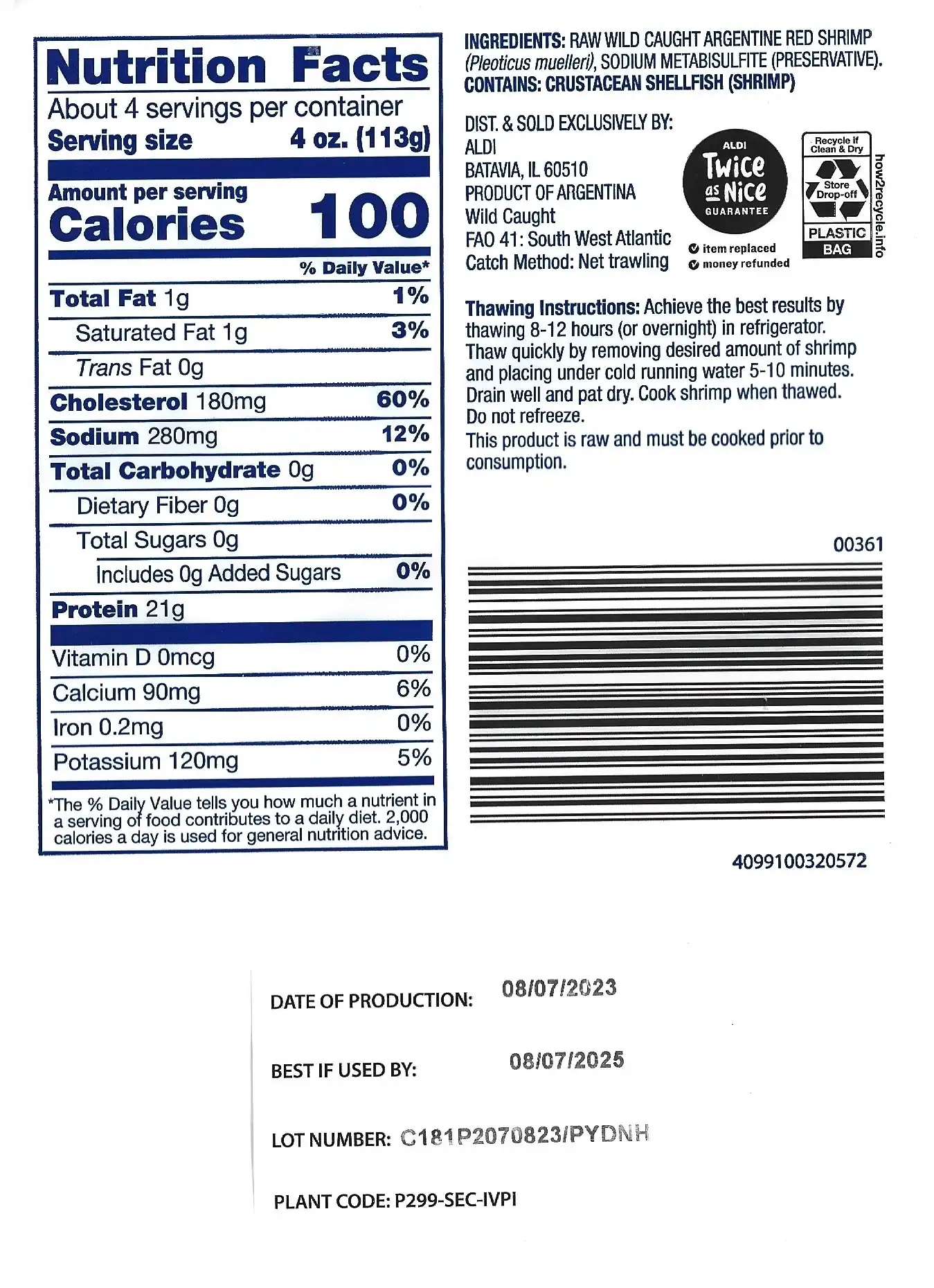 Fremont Fish Market Wild Caught Argentine Red Shrimp Ingredients Nutrition Facts Cooking Directions