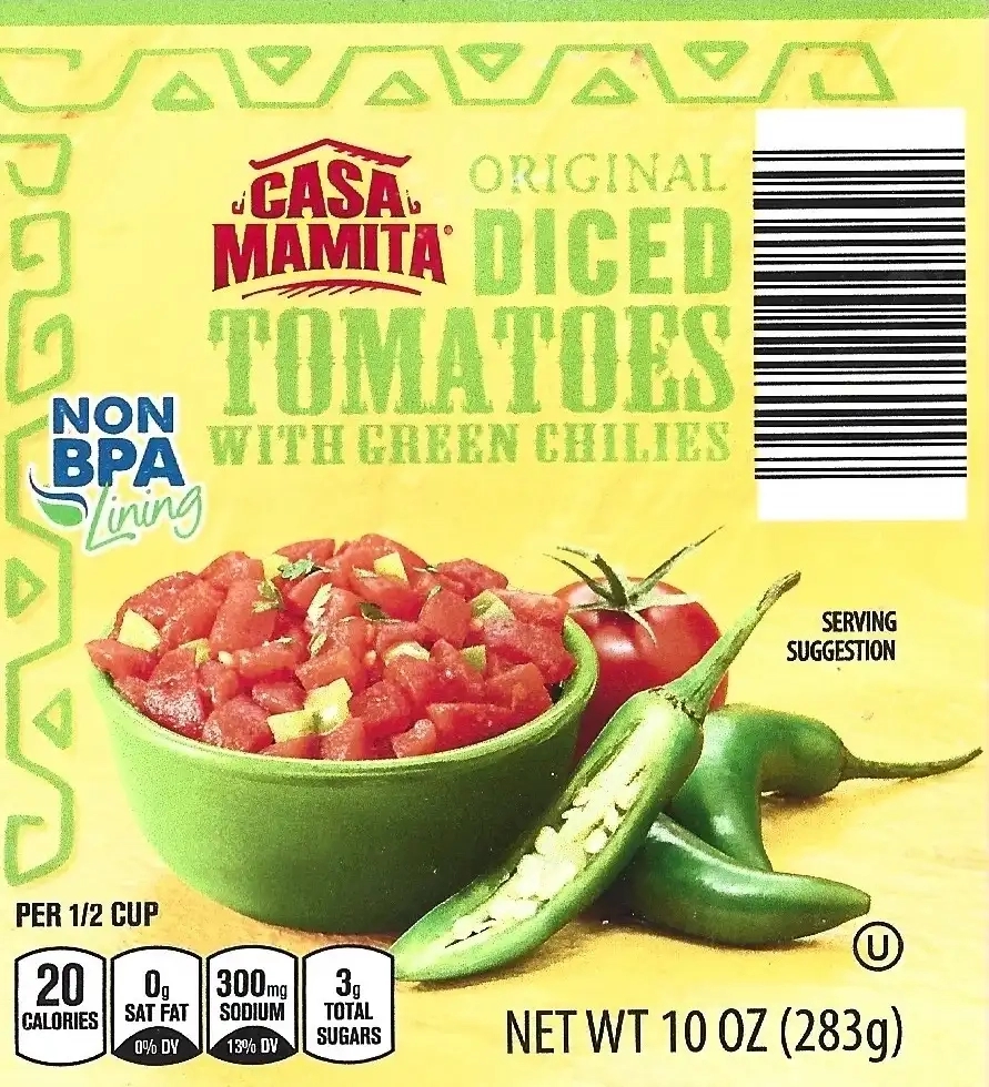 Casa Mamita Original Diced Tomatoes With Green Chilies Canned