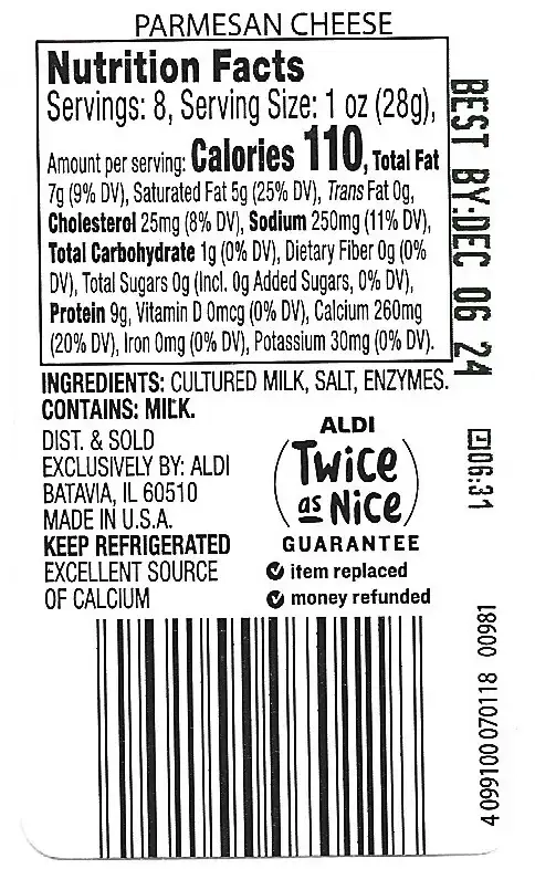 Emporium Selection Parmesan Cheese Ingredients Nutrition Facts