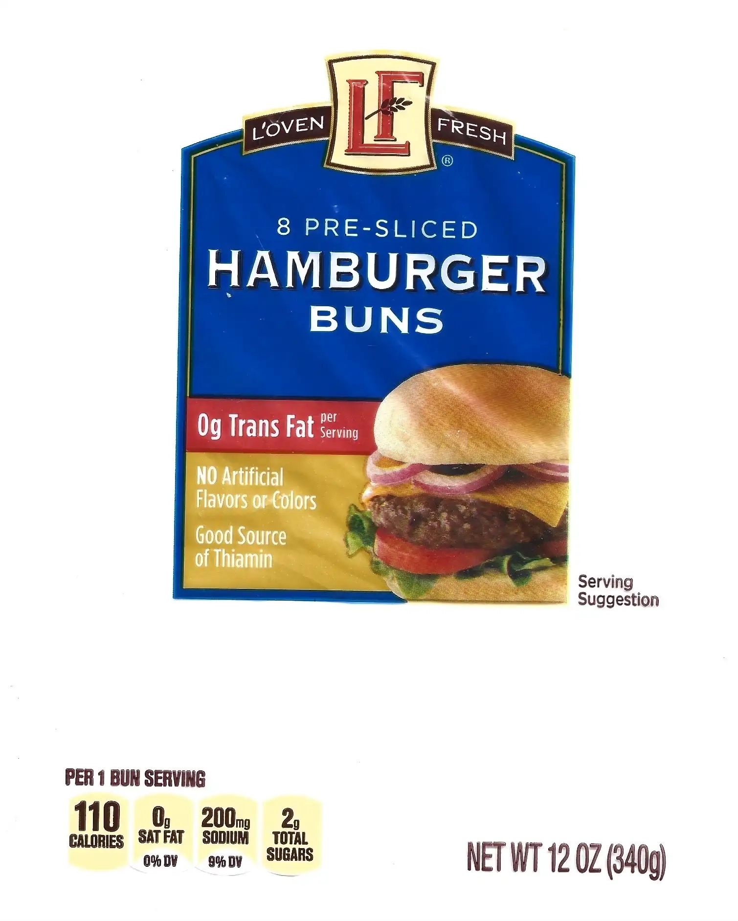 L'oven Fresh 8 Pre-Sliced Hamburger Buns