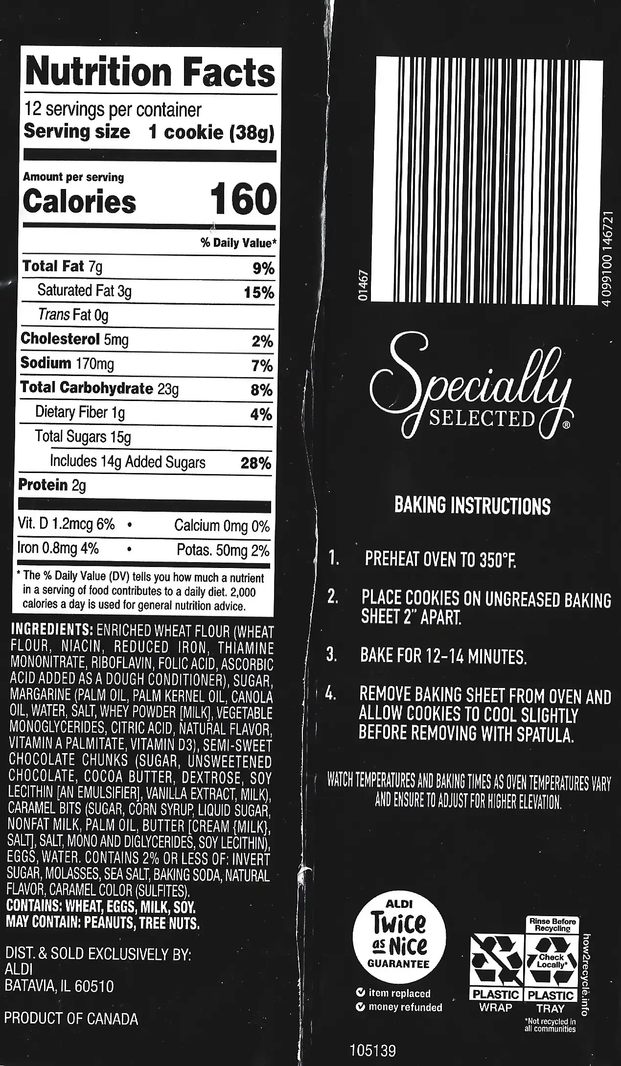 Specially Selected Sea Salt Caramel & Chocolate Chung Premium Cookie Dough Ingredients Cooking Directions Nutrition Facts