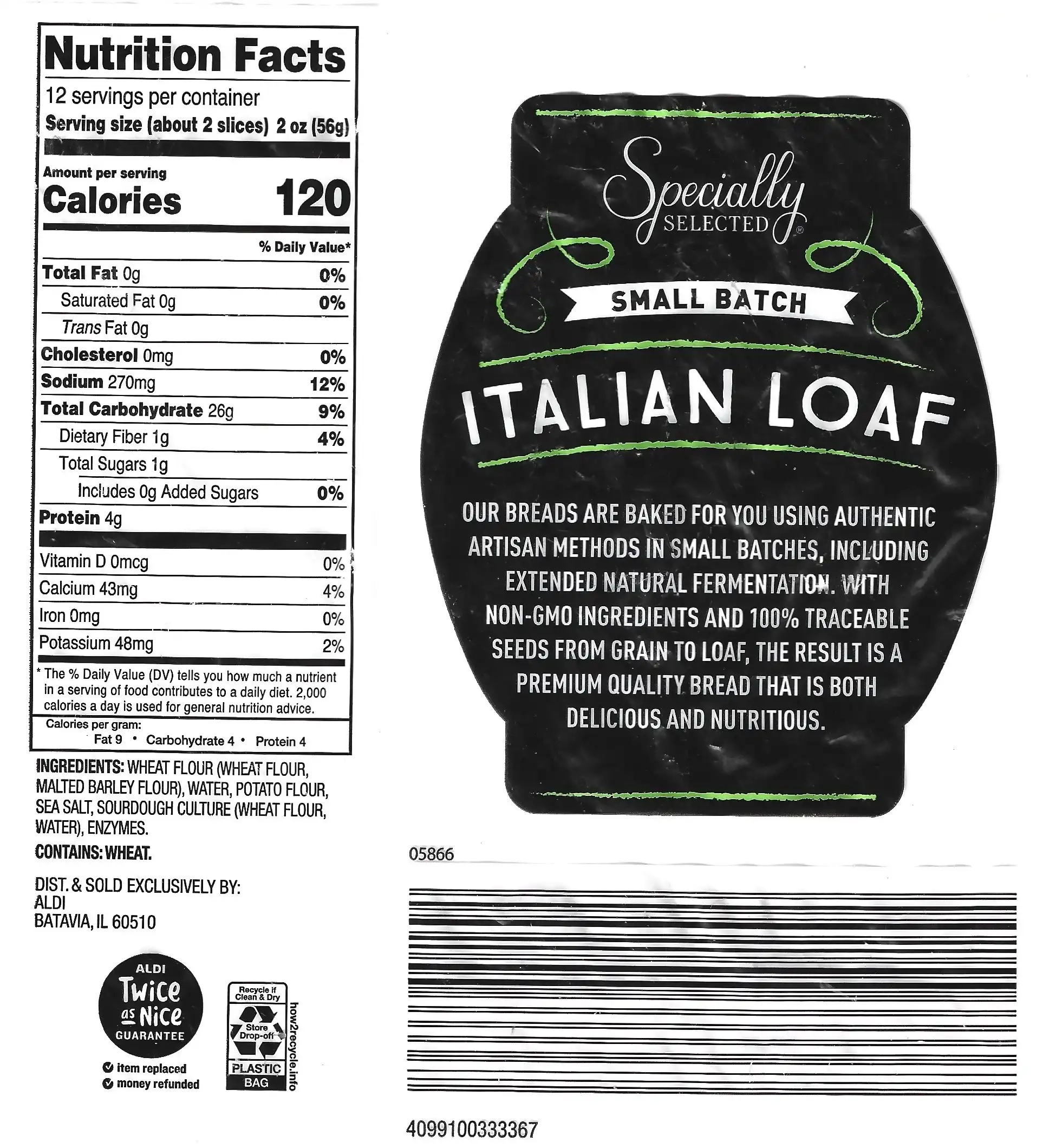 Specially Selected Small Batch Italian Loaf Ingredients Nutrition Facts