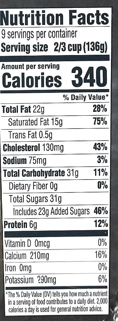 Specially Selected Vanilla Super Premium Ice Cream Nutrition Facts