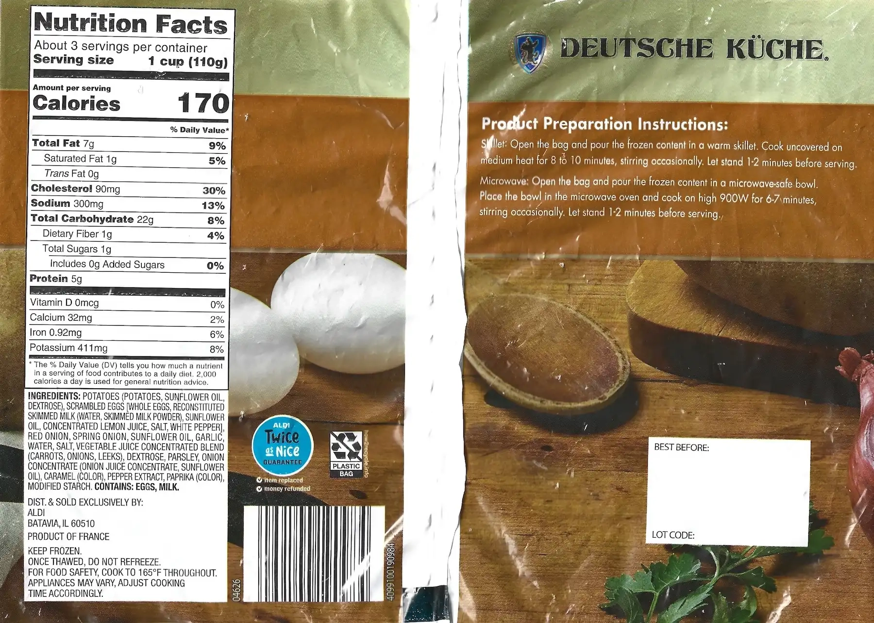 Deutsche Kuche German Potato Blend Ingredients Nutrition Facts Cooking Directions