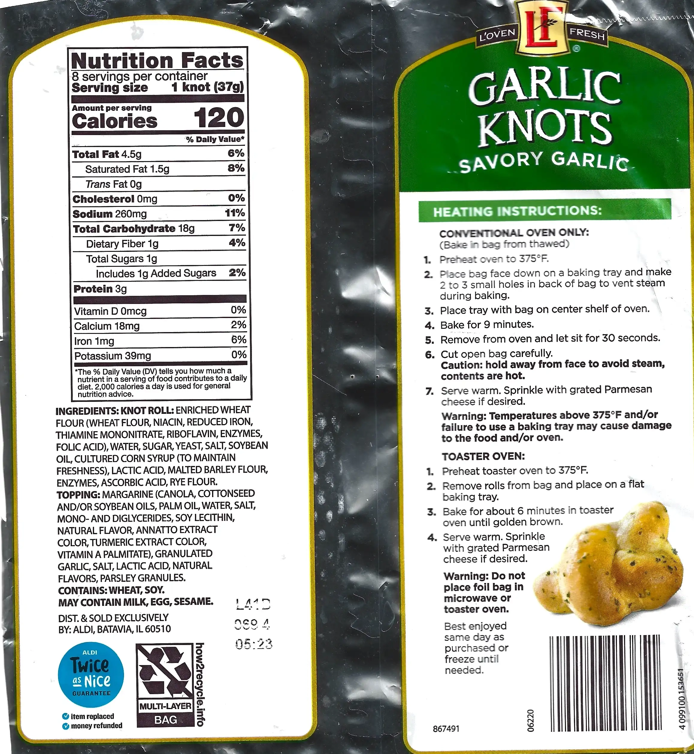 L'oven Fresh Garlic Knots Ingredients Nutrition Facts Cooking Directions