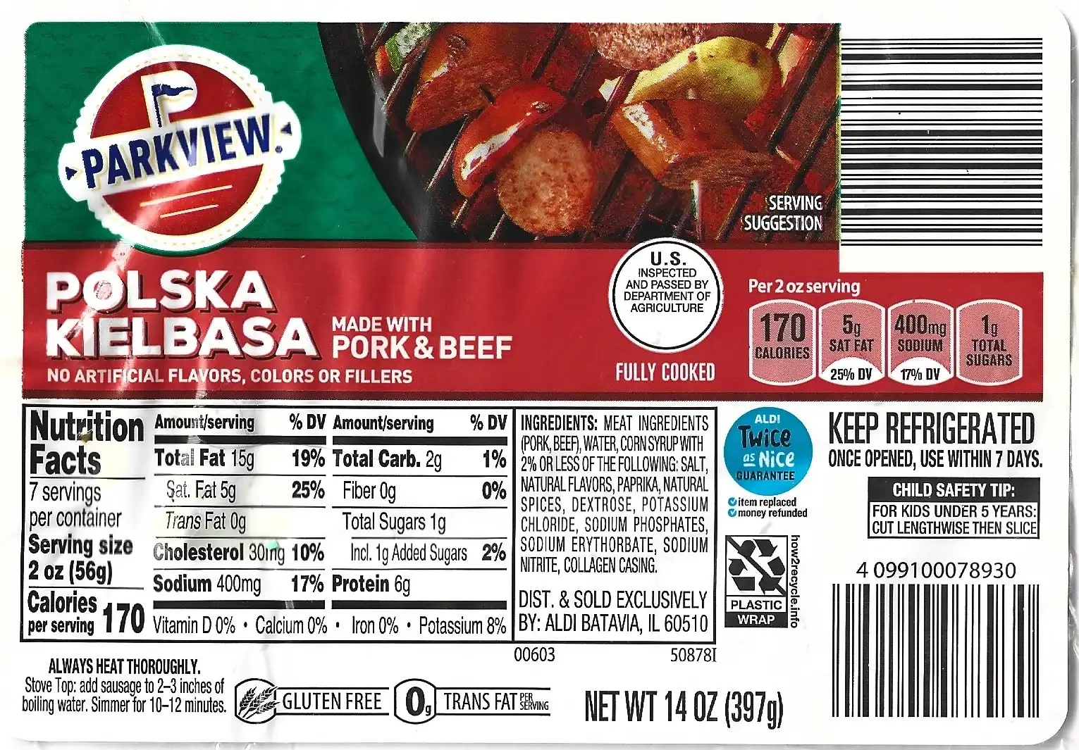 Parkview Polska Kielbasa Ingredients Nutrition Facts