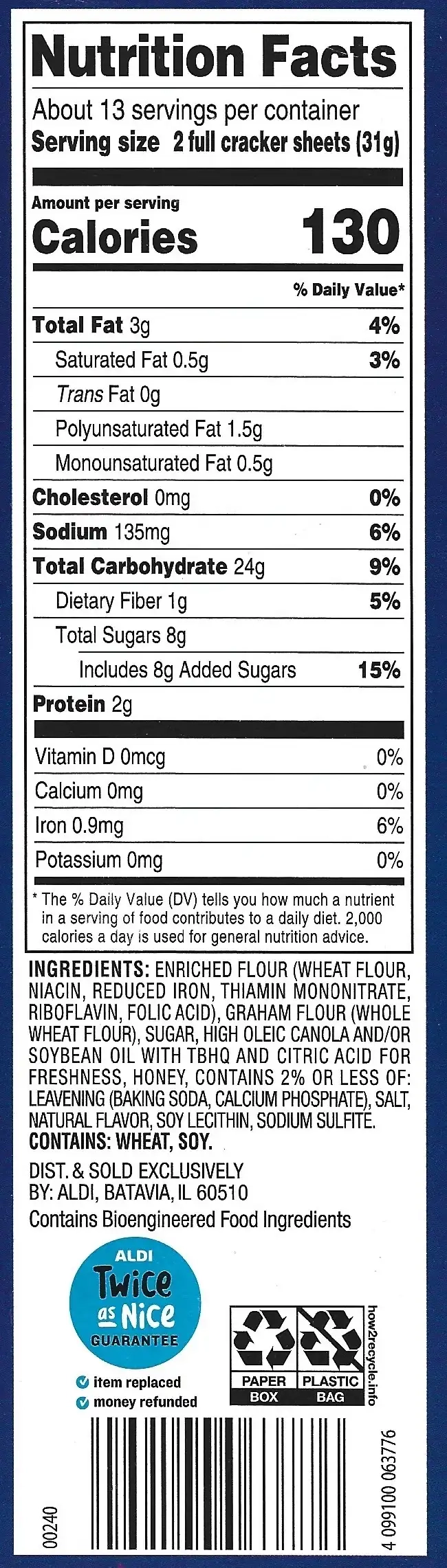 Benton's Graham Crackers Ingredients Nutrition Facts