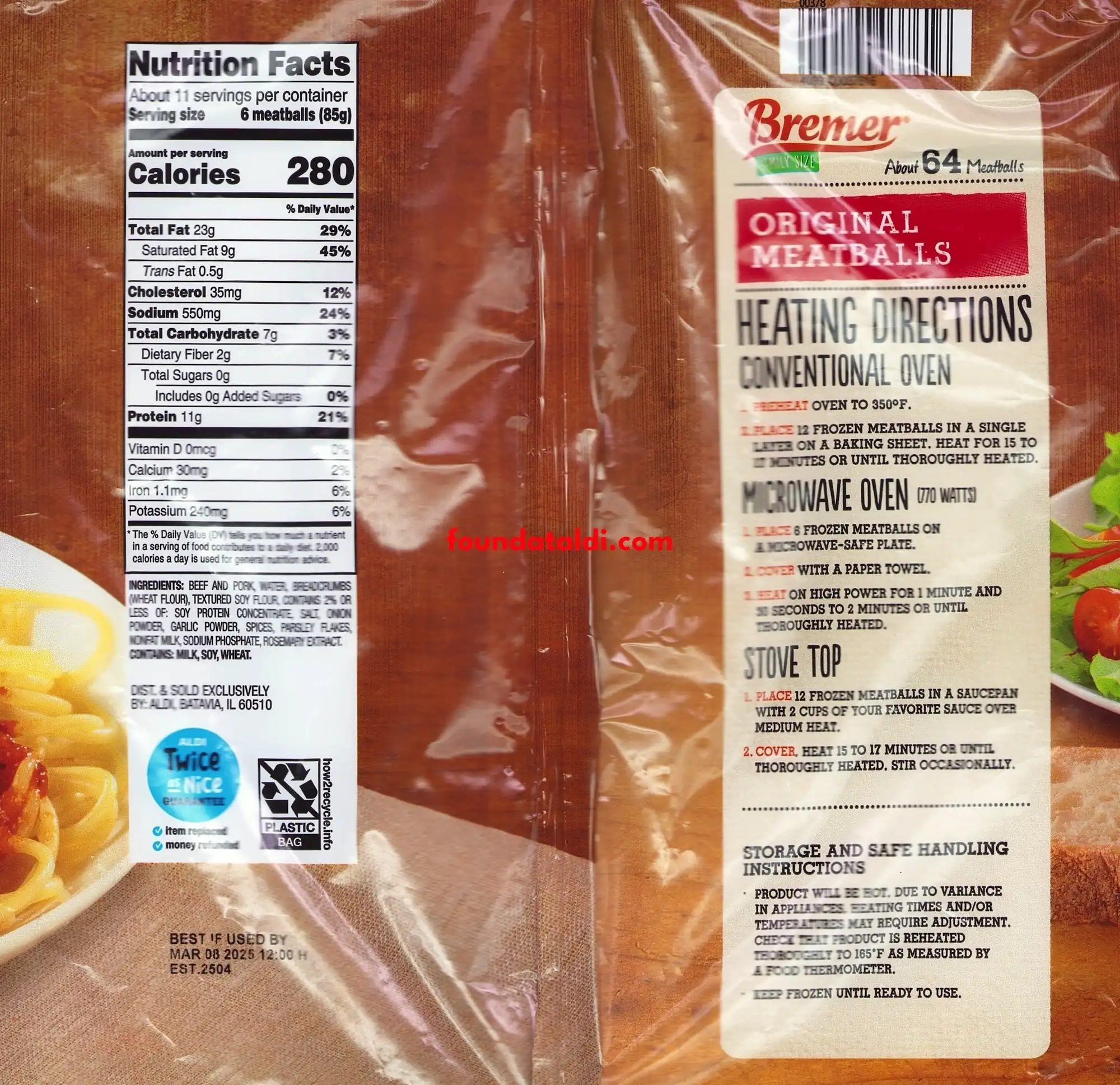 Bremer Original Meatballs Ingredients Nutrition Facts Cooking Directions