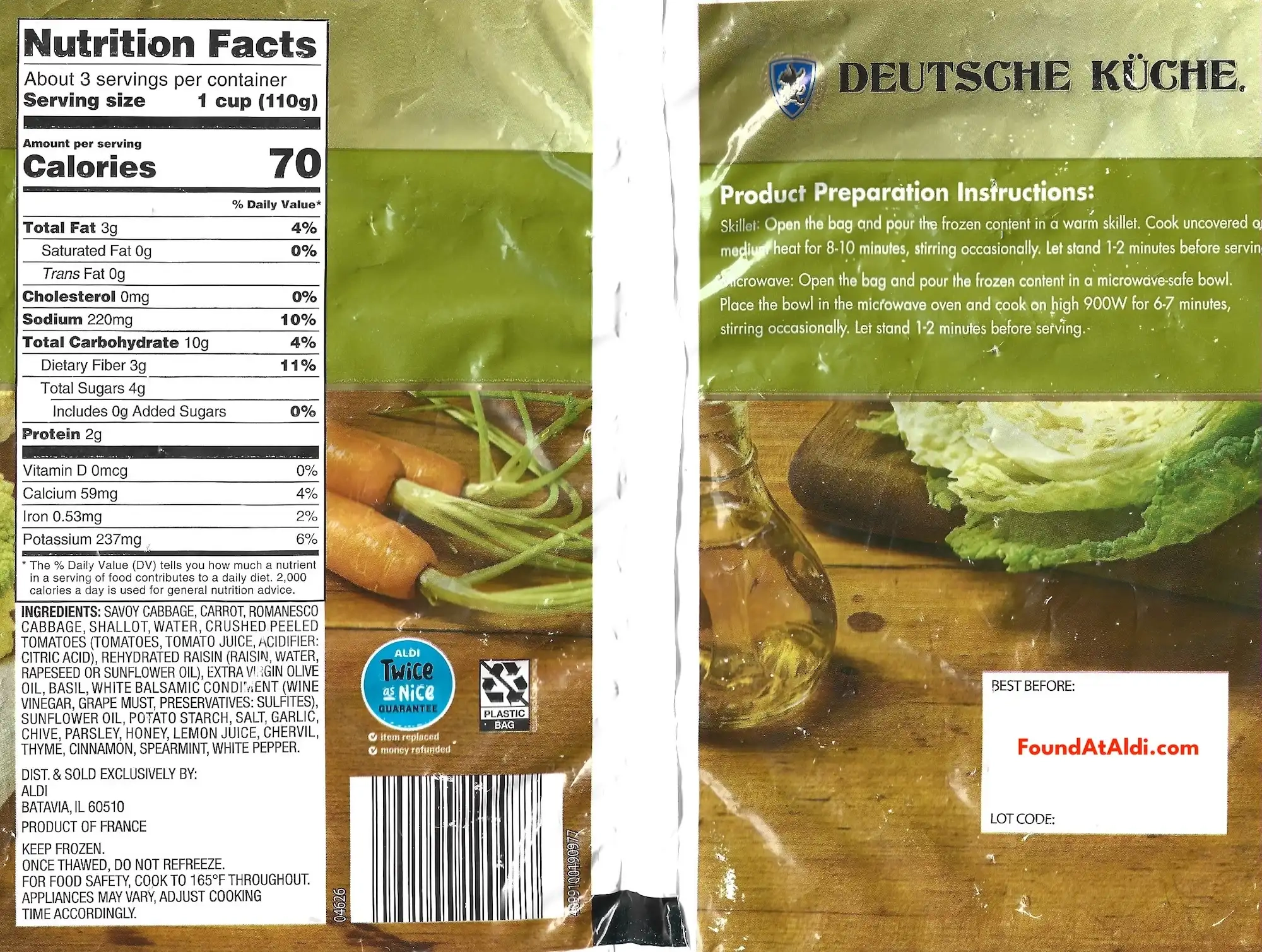 Deutsche Kuche German Cabbage Blend Ingredients Nutrition Facts Cooking Directions