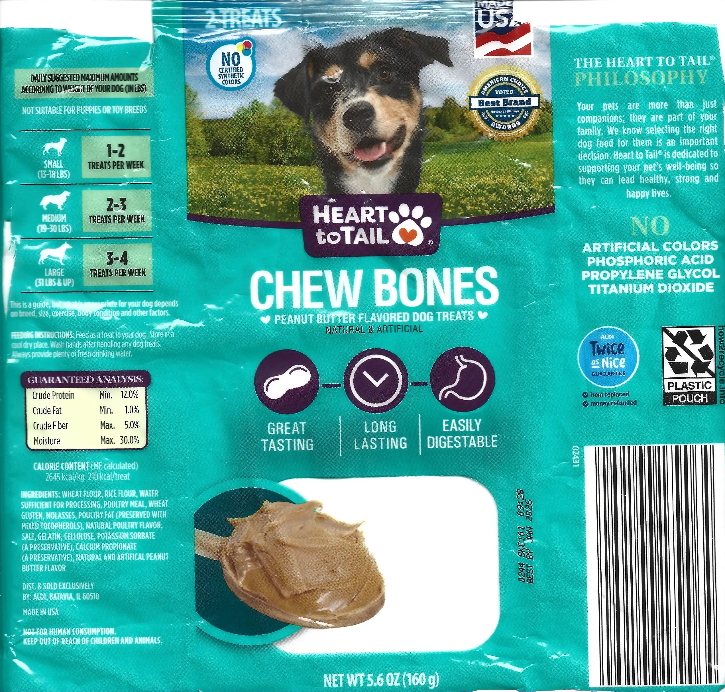 Heart To Tail Peanut Butter Flavored Chew Bone Dog Treat