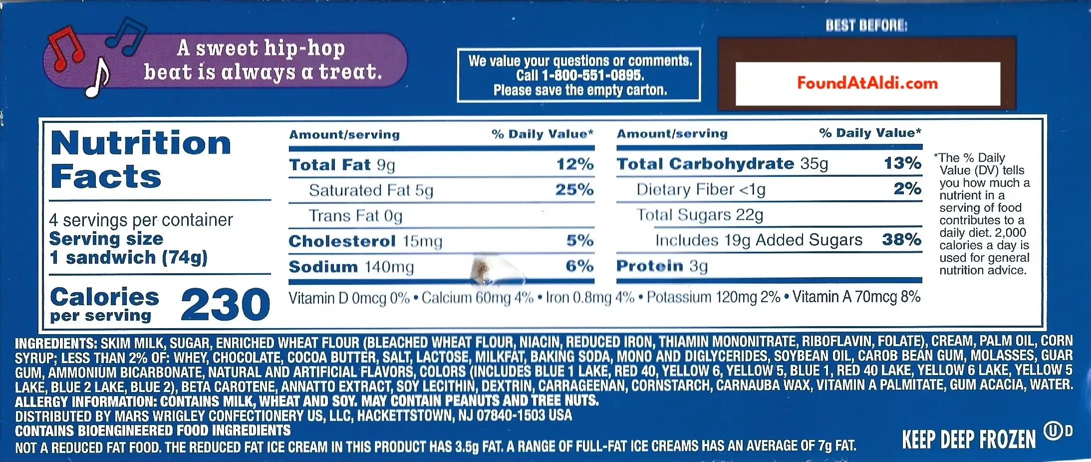 M & M Cookie Sandwiches Vanilla Ingredients Nutrition Facts