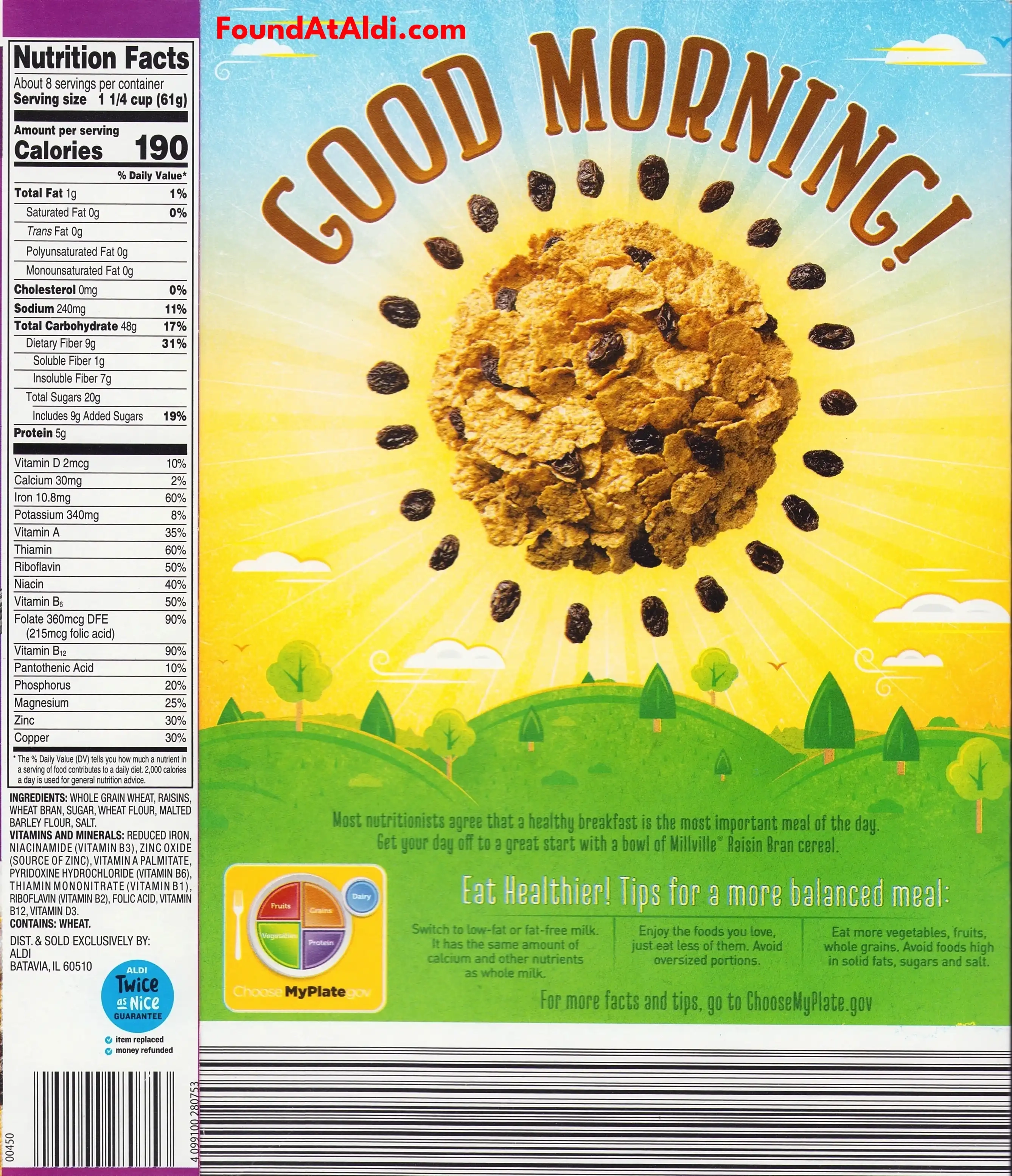 Millville Raisin Bran Ingredients Nutrition Facts