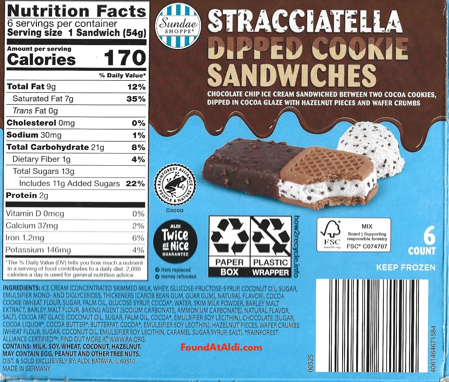 Stracciatella Dipped Cookie Sandwiches Ingredients Nutrition Facts