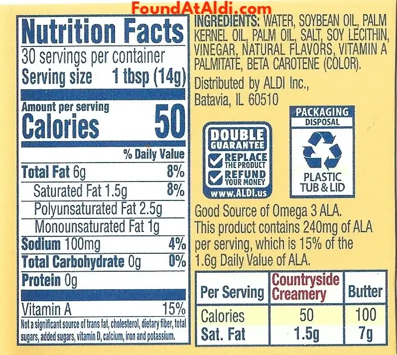 Countryside Creamery Spreadable Butter Ingredients Nutrition Facts