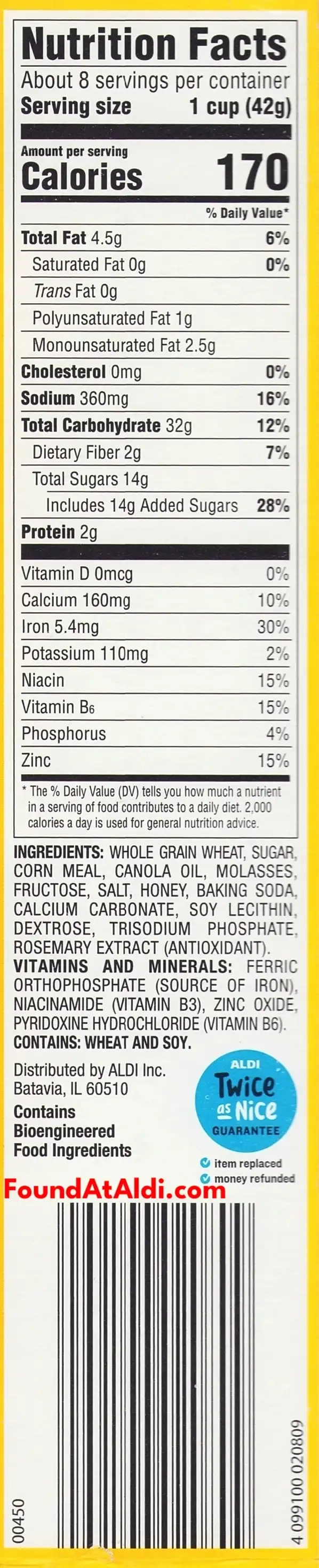 Millville Honey Grahams Cereal Ingredients Nutrition Facts