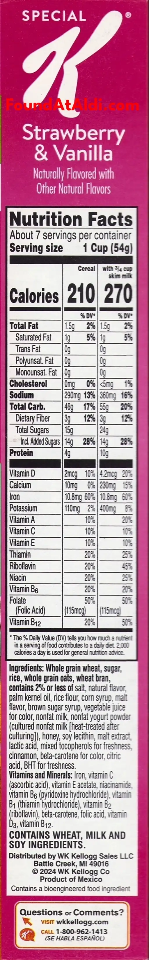 Kellogg's Special K Yogurty Oat Clusters Ingredients Nutrition Facts