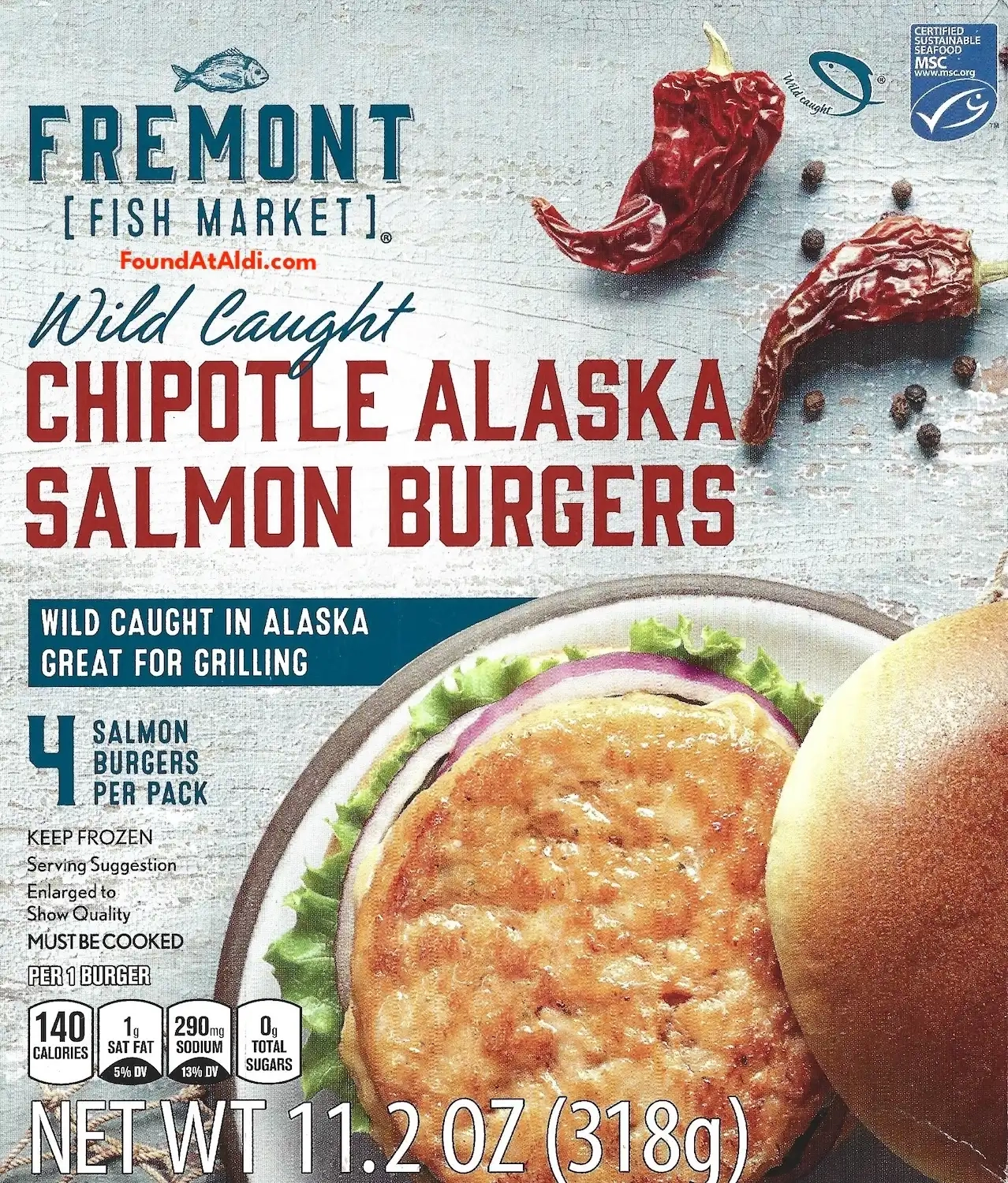 Fremont Fish Market Wild Caught Chipotle Alaska Salmon Burgers