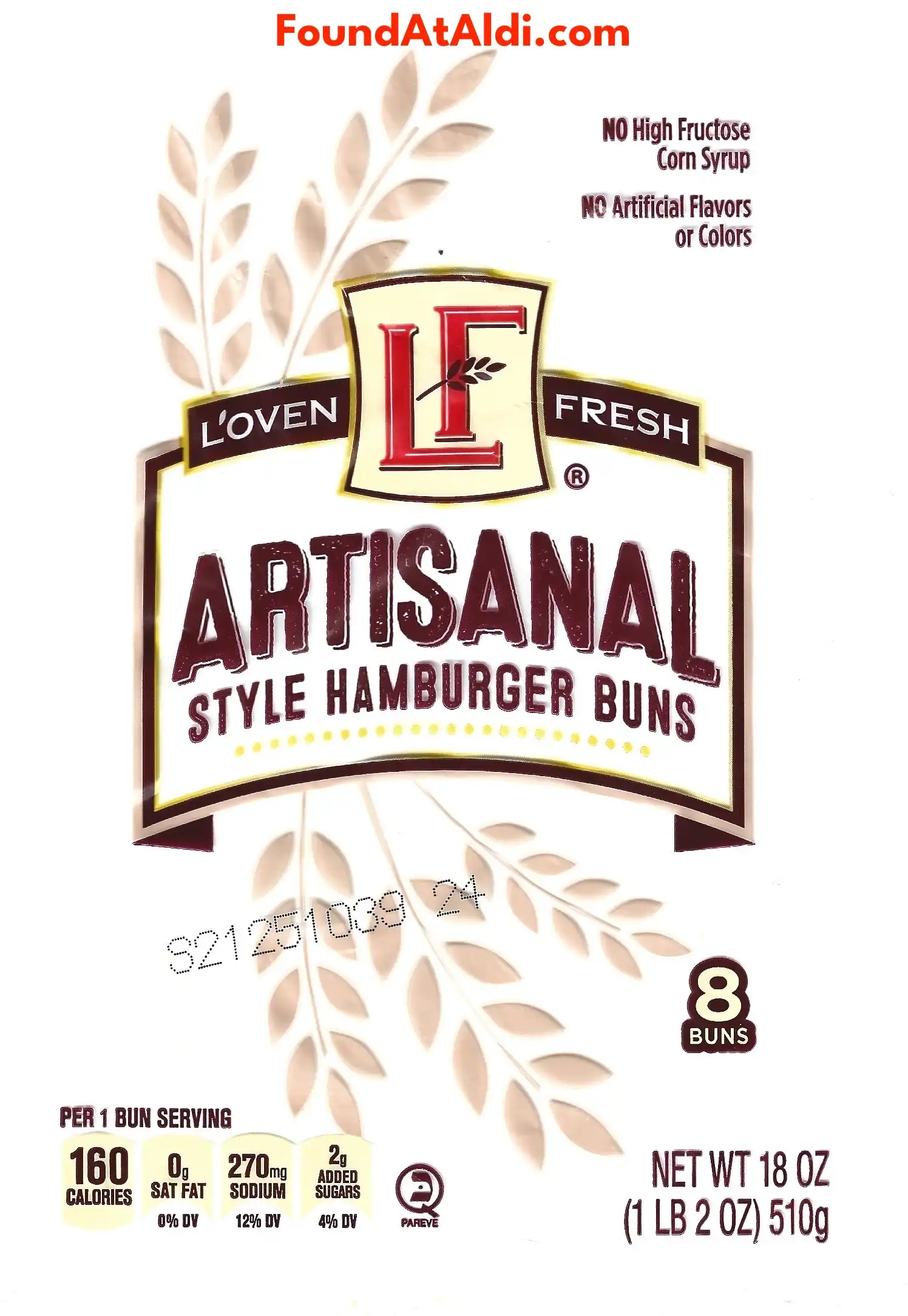 L'oven Fresh Artisanal Style Hamburger Buns