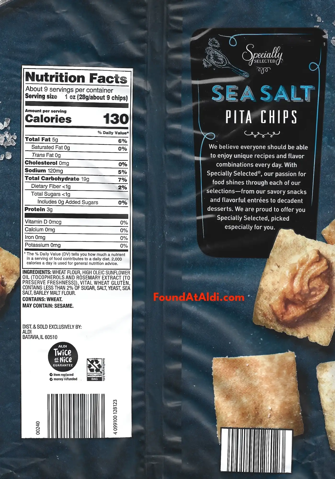 Specially Selected Sea Salt Pita Chips Ingredients Nutrition Facts