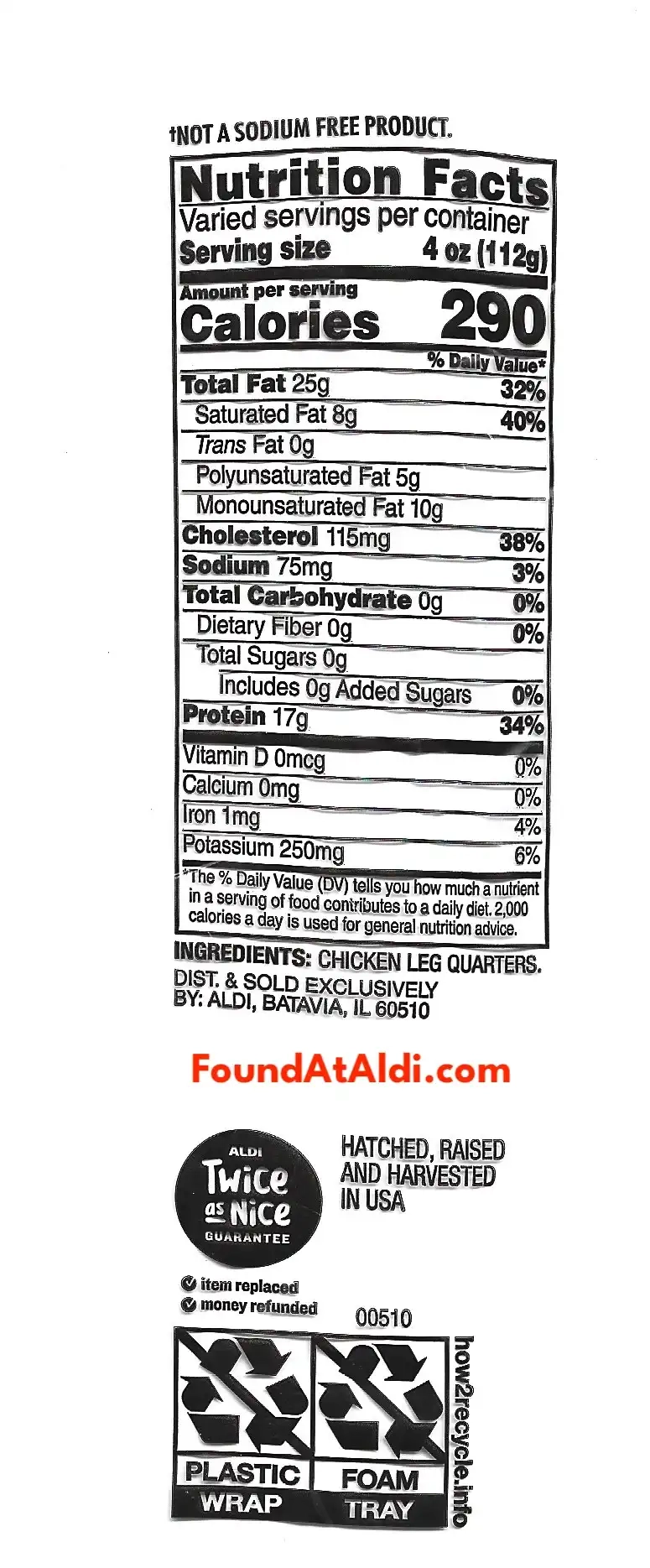 Kirkwood All Natural Chicken Leg Quarters Ingredients Nutrition Facts