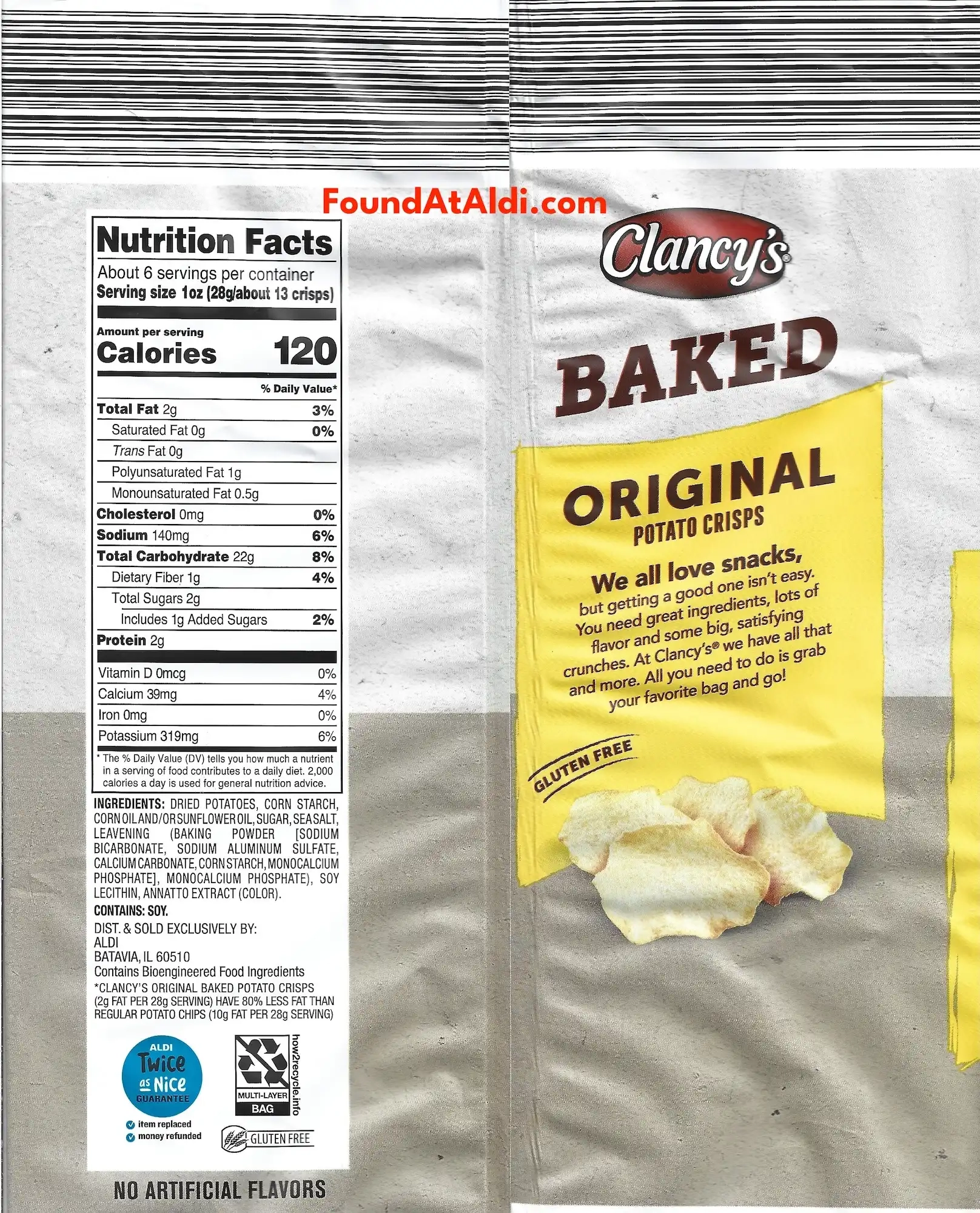 Clancy's Baked Original Potato Crisps Ingredients Nutrition Facts