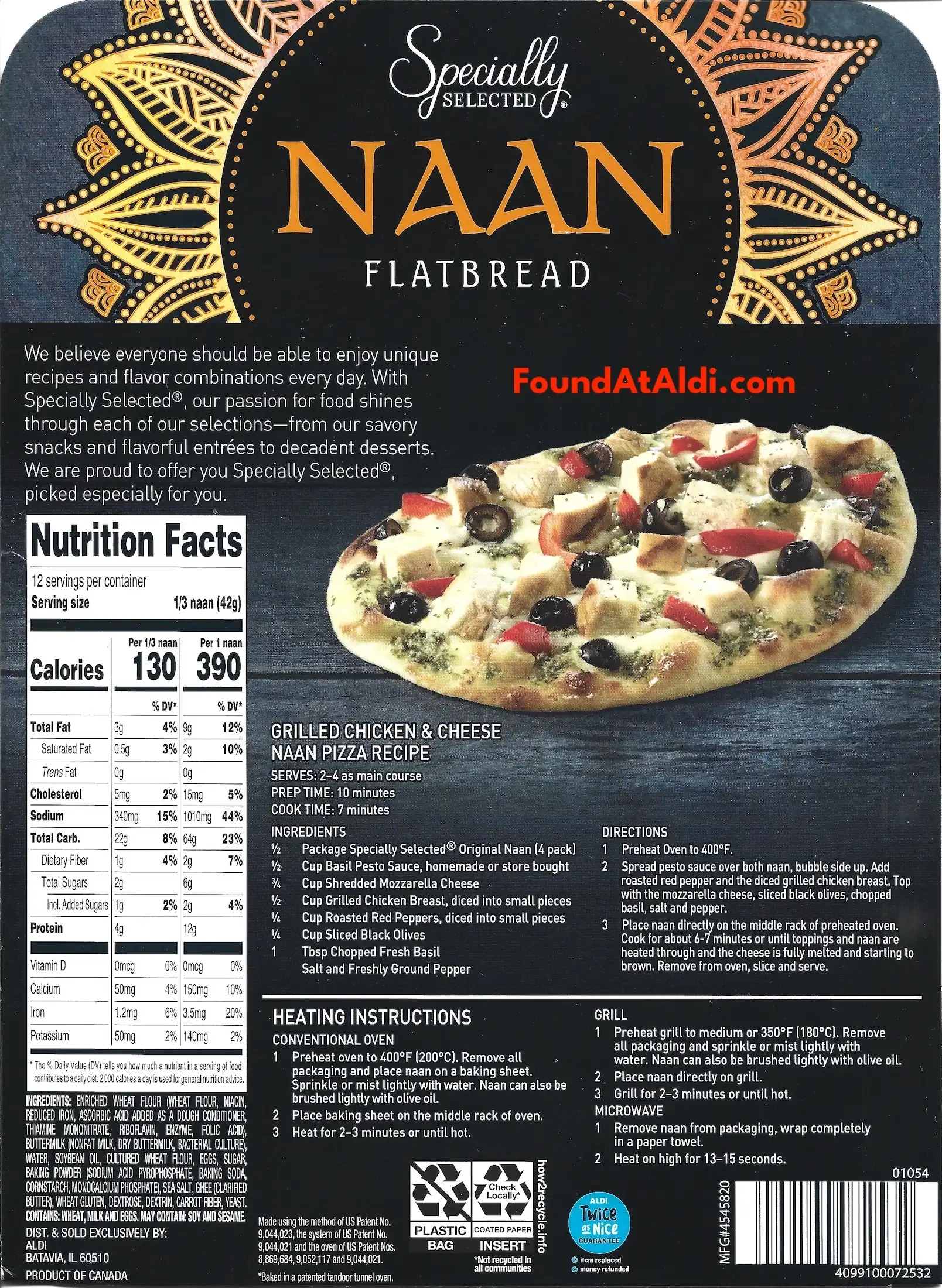 Specially Selected Naan Flatbread Ingredients Nutrition Facts Cooking Directions