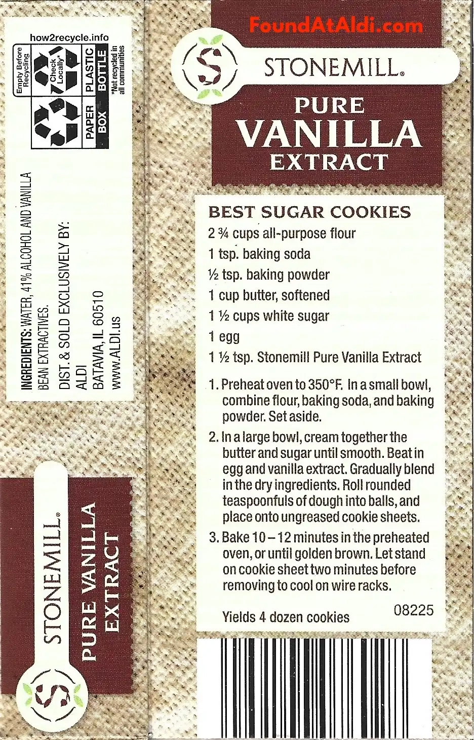 Stonemill Pure Vanilla Extract Ingredients