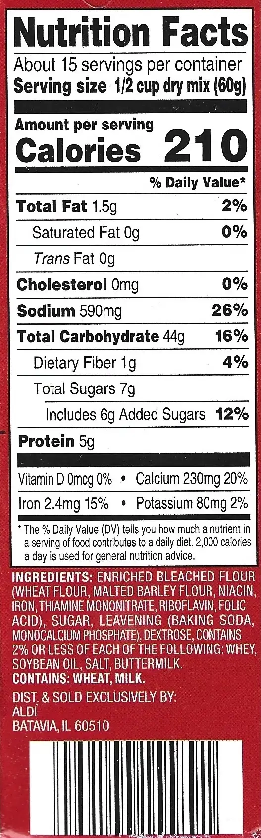 Millville Buttermilk Pancake & Waffle Mix Ingredients Nutrition Facts