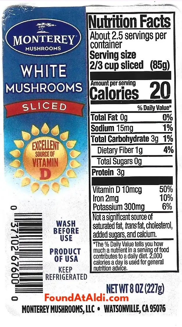 Monterey Mushrooms Nutrition Facts