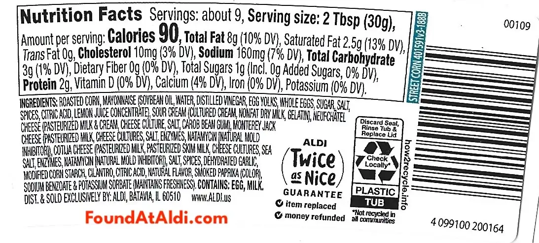 Park Street Deli Street Corn Dip Ingredients Nutrition Facts