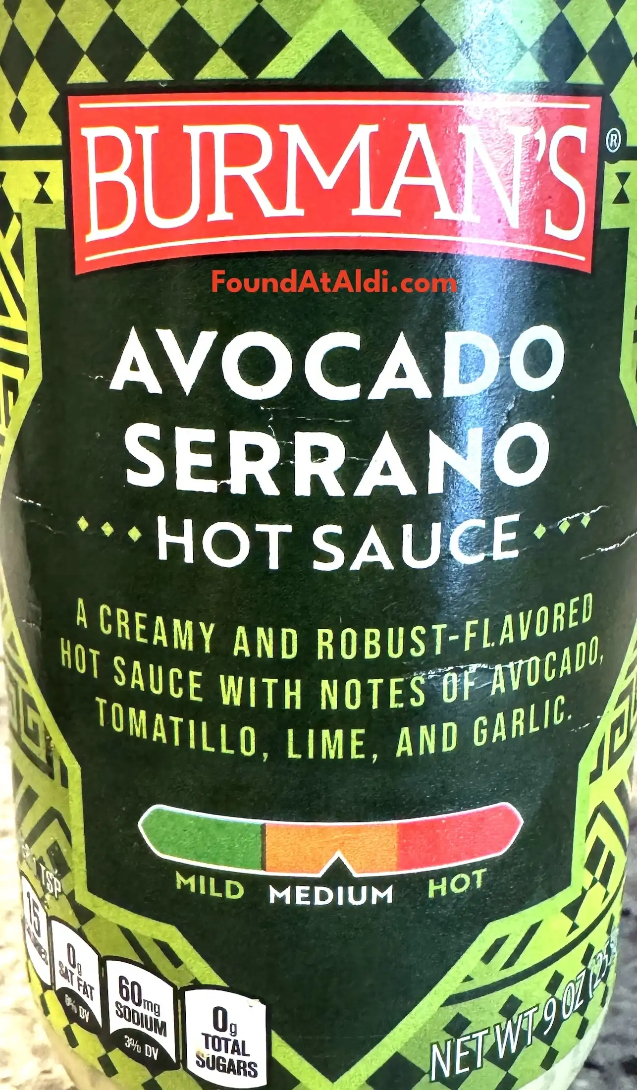 Burman's Avocado Serrano Hot Sauce