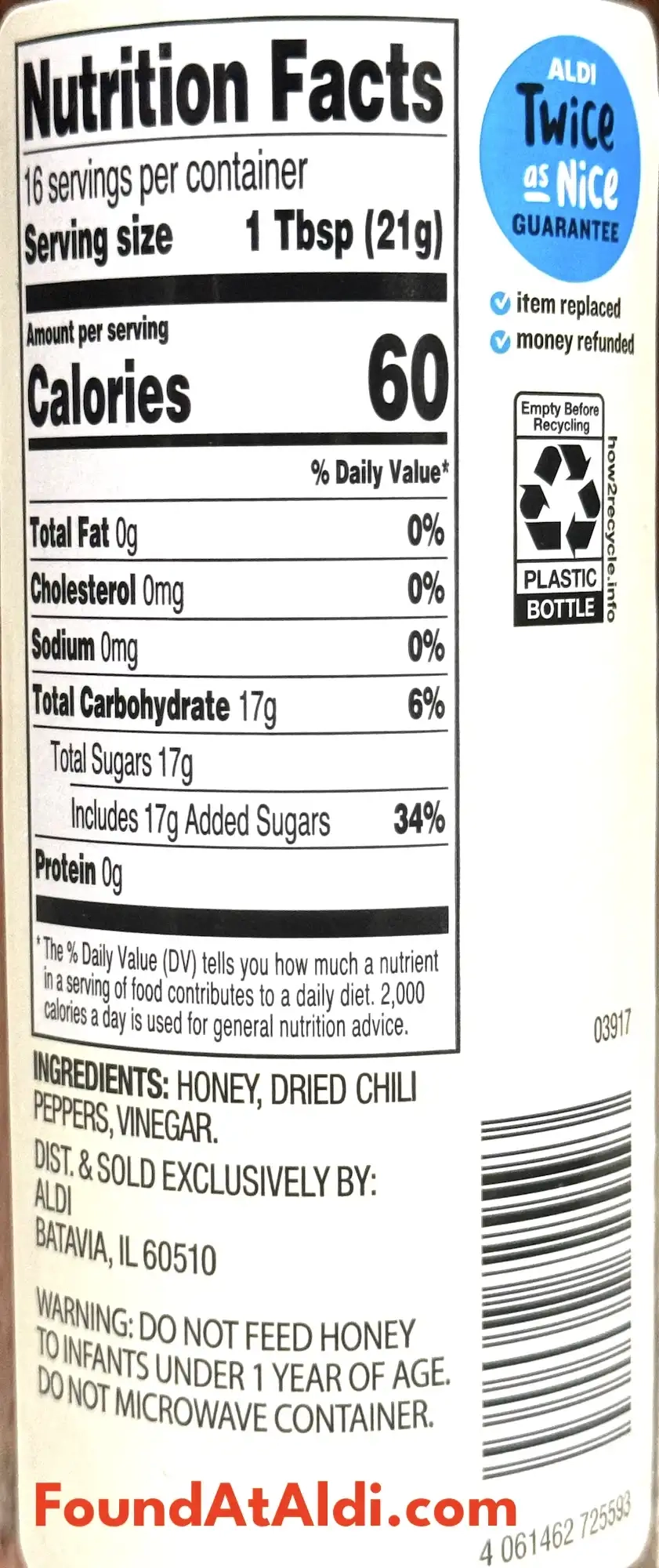 Berryhill Hot Honey Ingredients Nutrition Facts