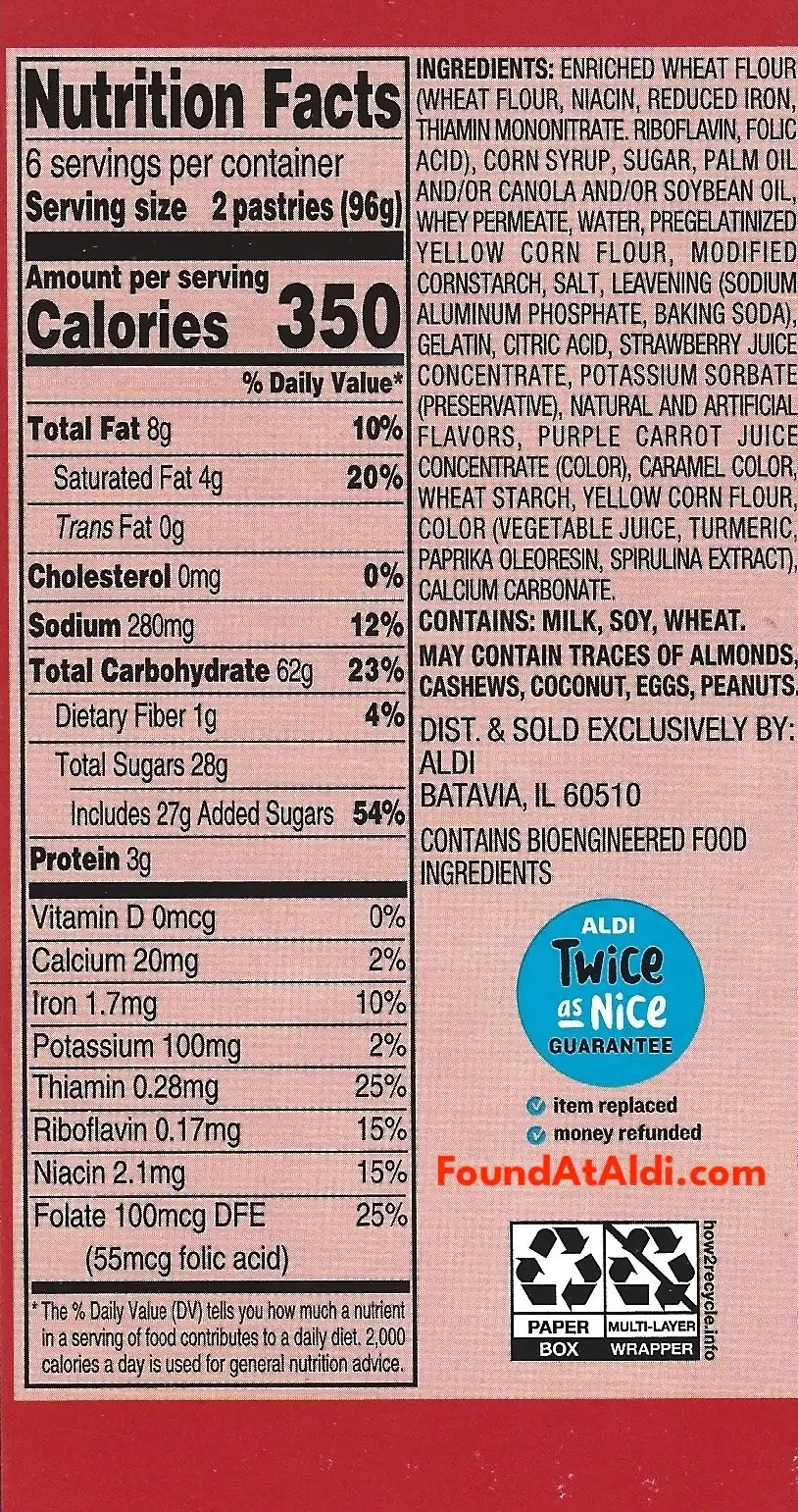 Millville Toaster Tarts Pop Tarts Ingredients Nutrition Facts