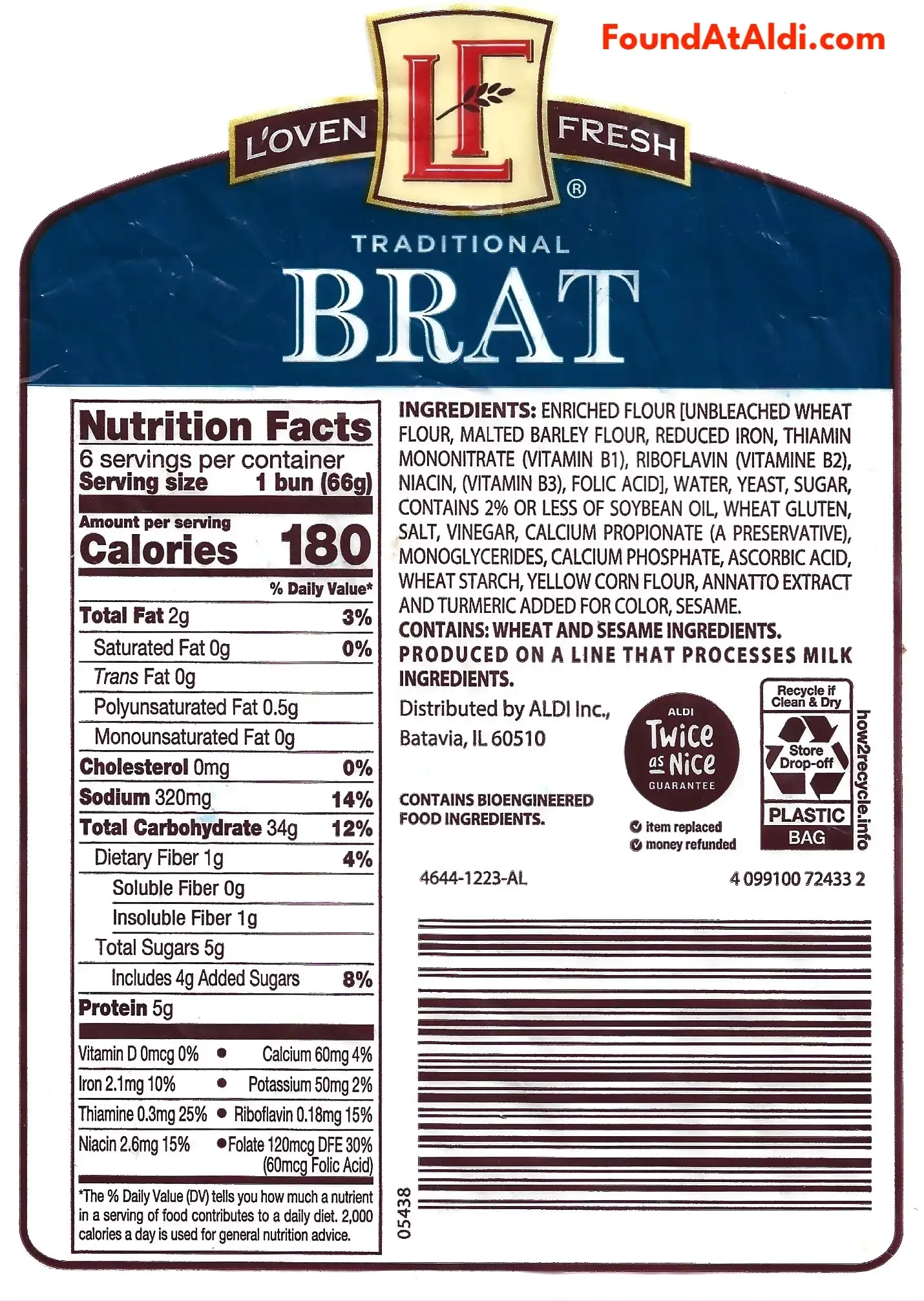 L'oven Fresh Brat Buns Ingredients Nutrition Facts