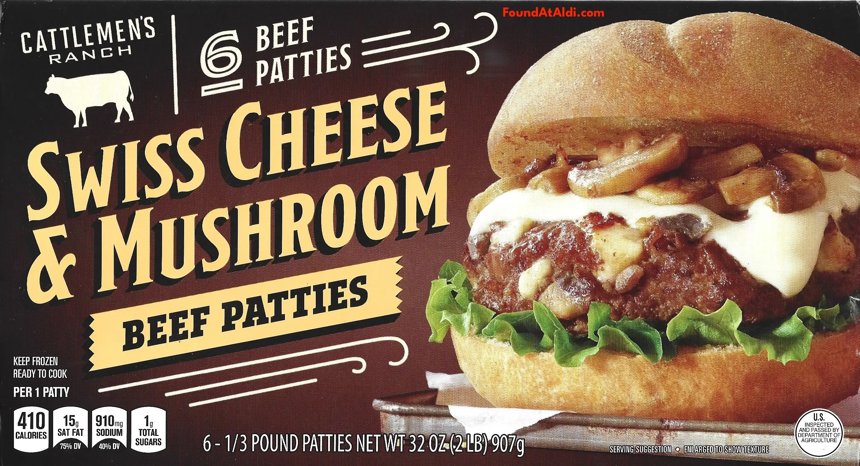 Cattlemen's Ranch Swiss Cheese & Mushroom Beef Patties Burgers