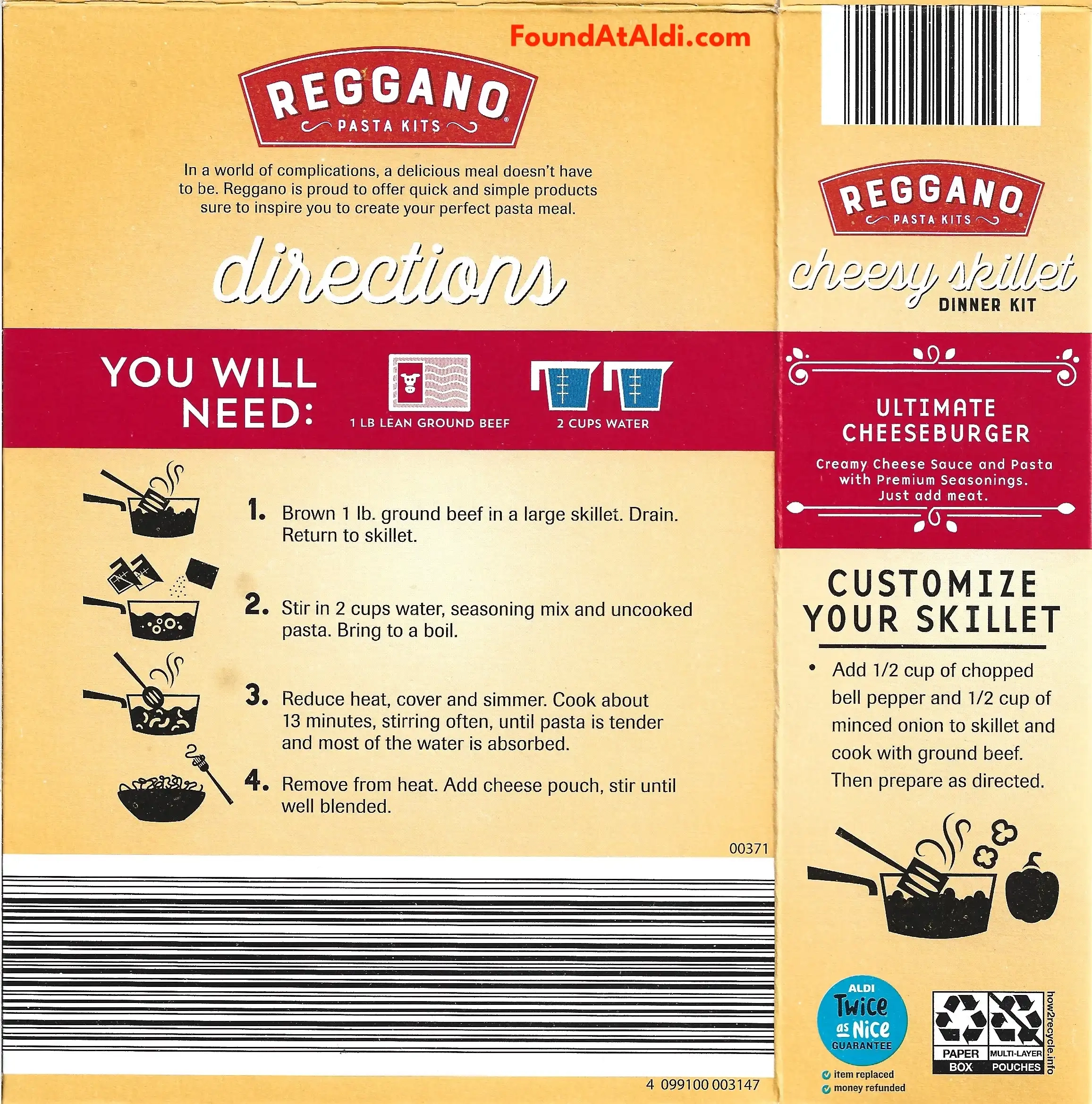 Reggano Pasta Kits Ultimate Cheeseburger Cooking Directions