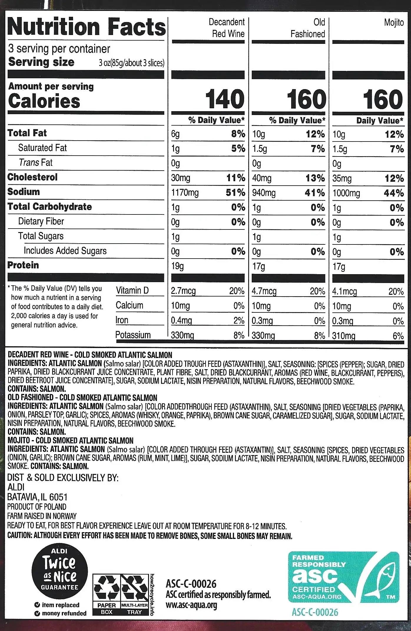 Specially Selected Gold Smoked Atlantic Salmon Ingredients Nutrition Facts