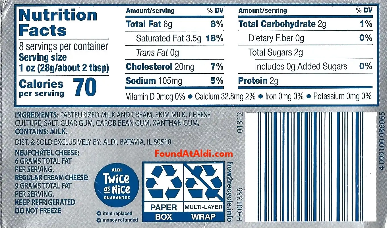 Happy Farms Neufchatel Cheese Ingredients Nutrition Facts