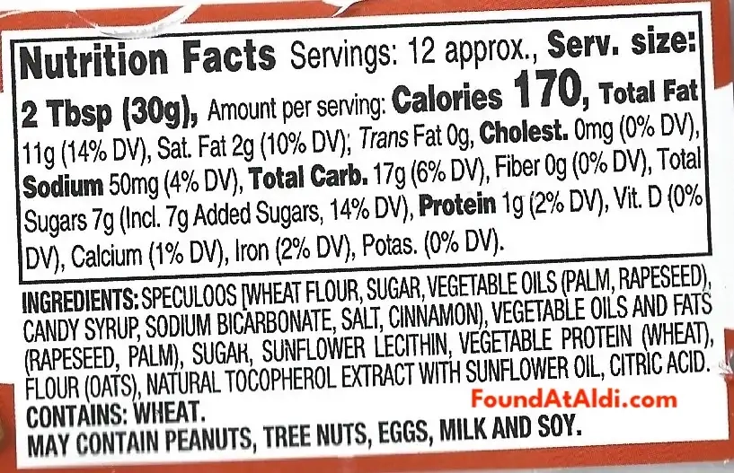 Benton's Speculoos Creamy Cookie Butter Ingredients Nutrition Facts