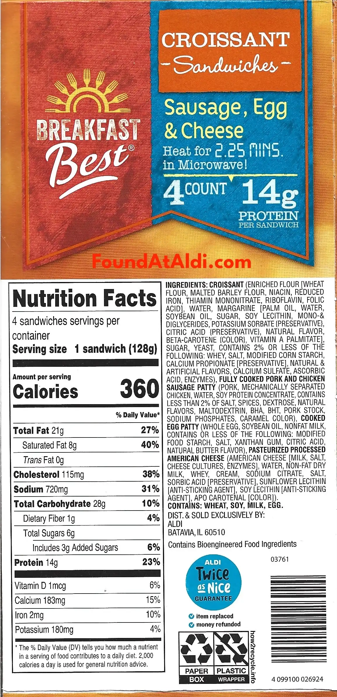 Breakfast Best Croissant Sandwiches Ingredients Nutrition Facts