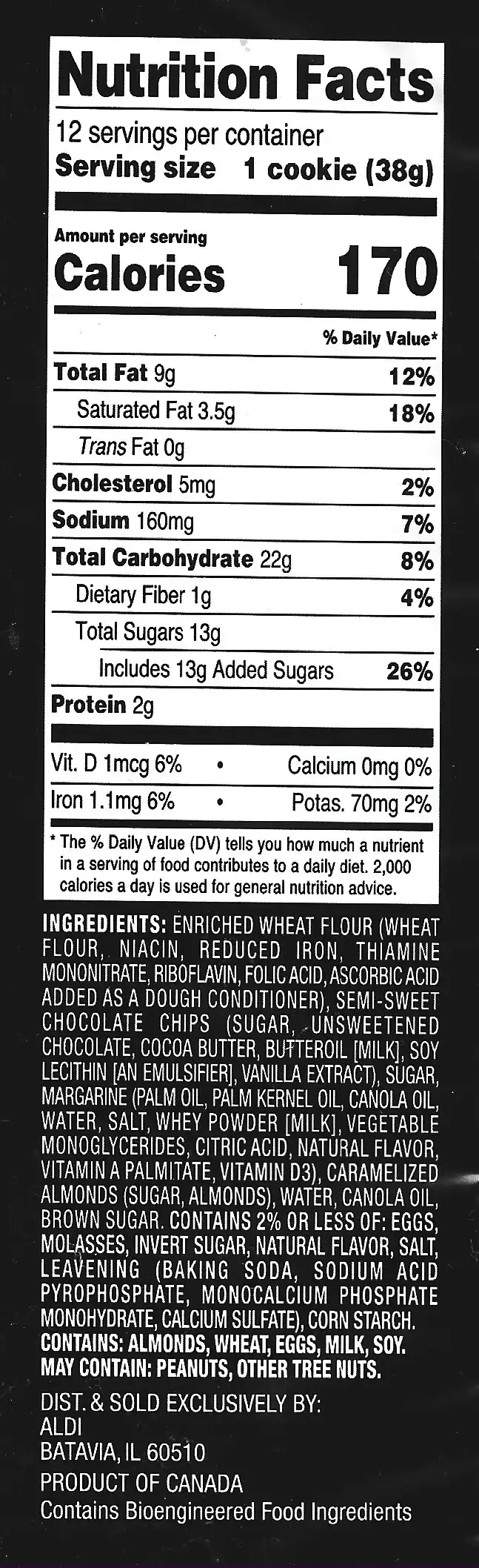 Specially Selected Premium Cookie Dough Ingredients Nutrition Facts