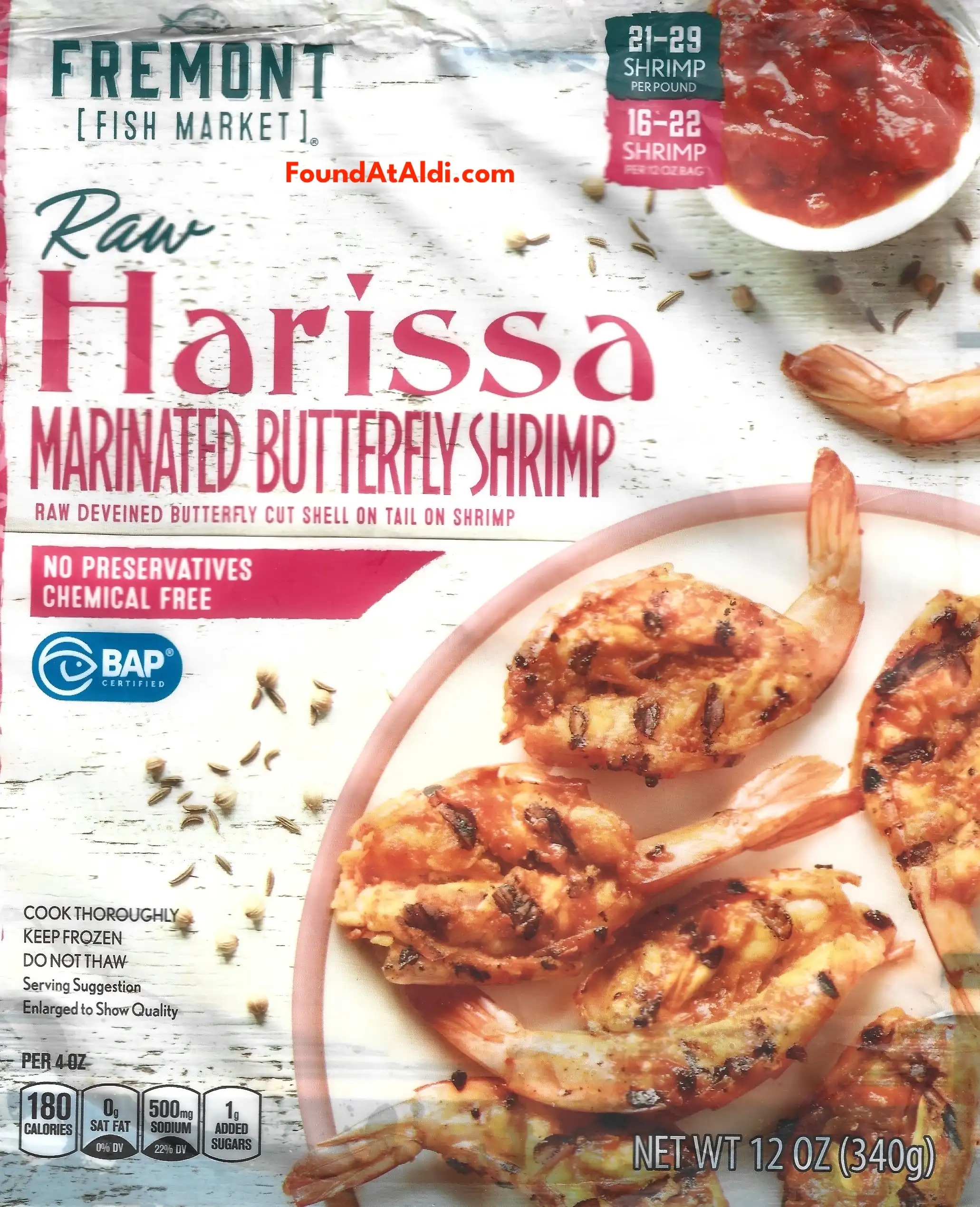 Fremont Fish Market Raw Harissa Marinated Butterfly Shrimp