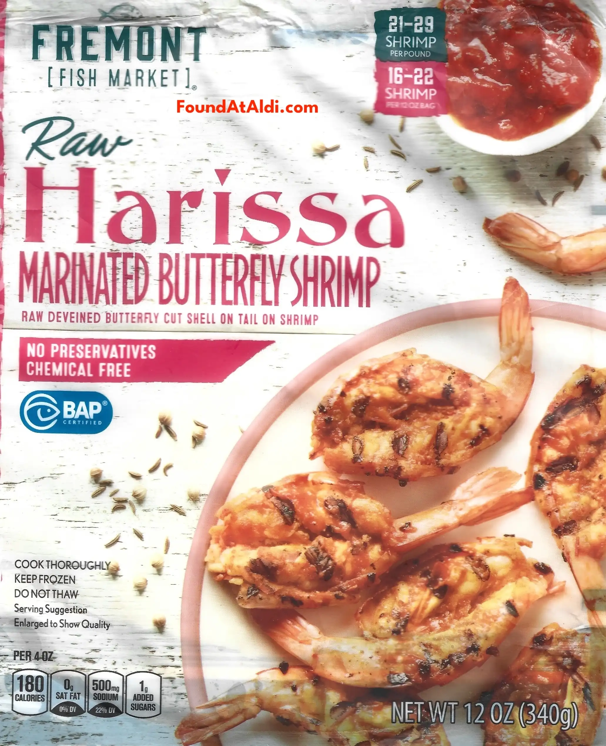 Fremont Fish Market Raw Harissa Marinated Butterfly Shrimp