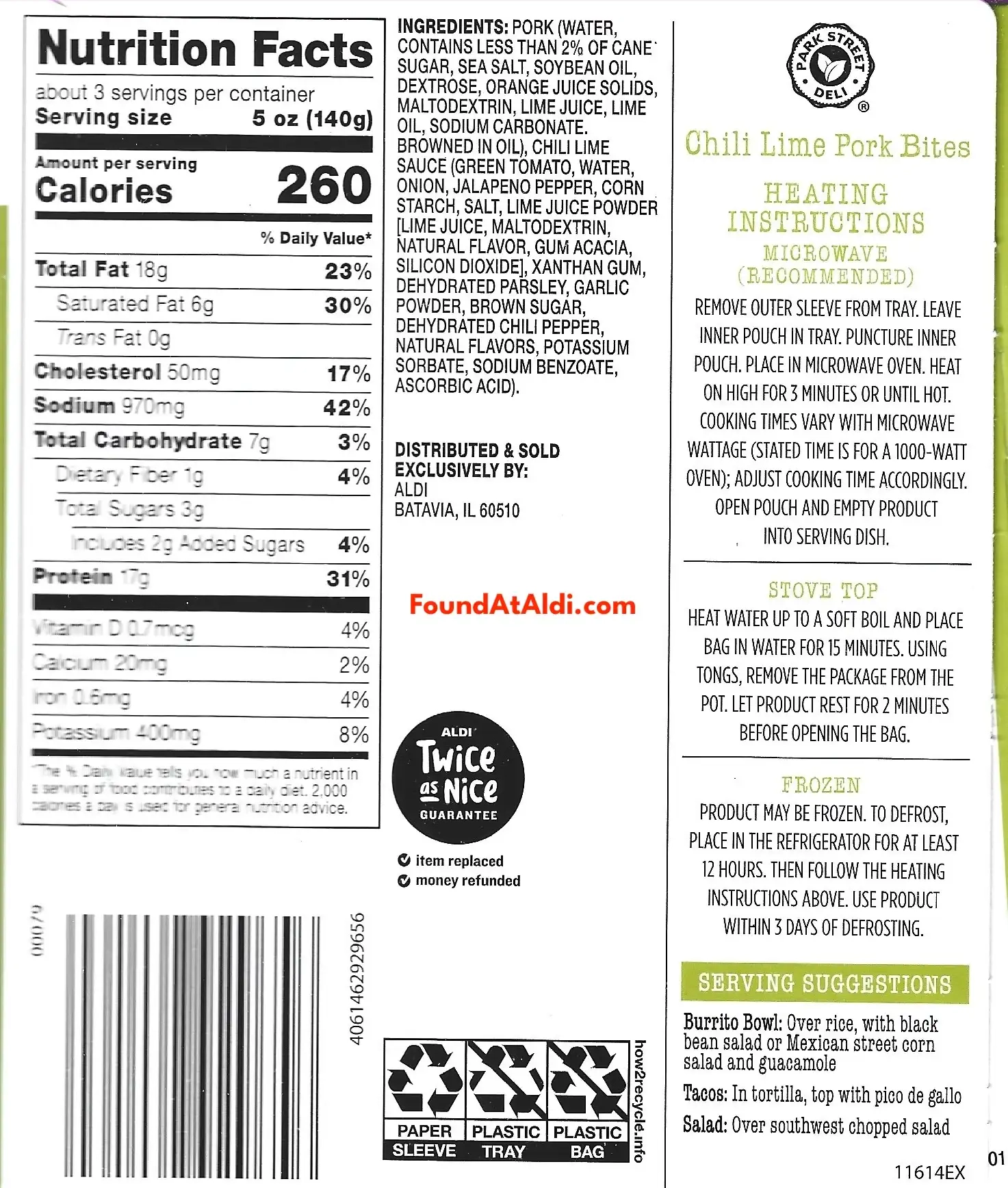 Park Street Deli Chili Lime Pork Bites Ingredients Nutrition Facts Cooking Directions