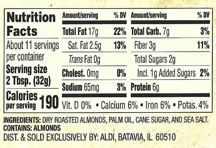 Simply Nature Almond Butter Nutrition Facts Ingredients