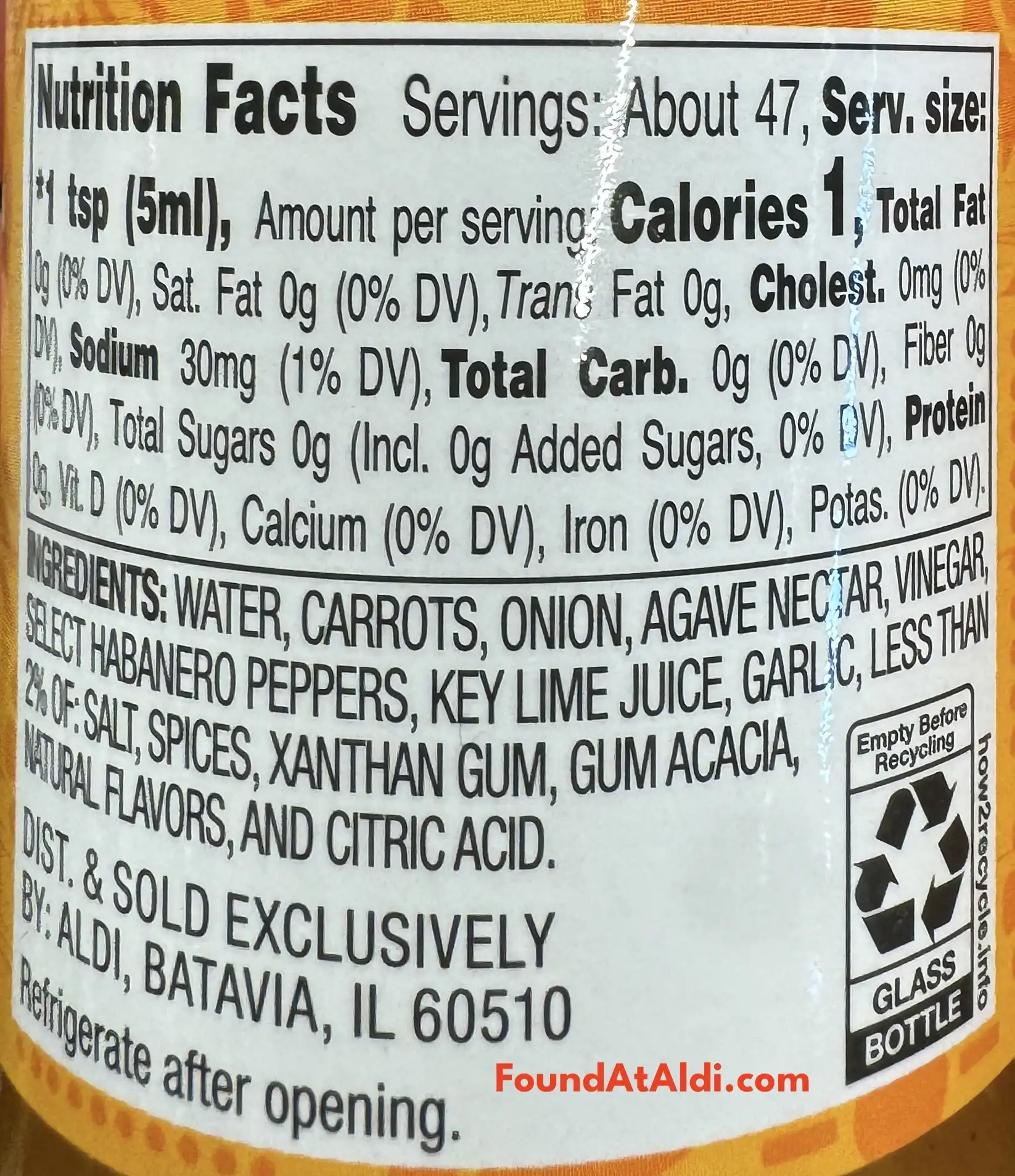 Burman's Lemon Lime Hot Sauce Ingredients Nutrition Facts