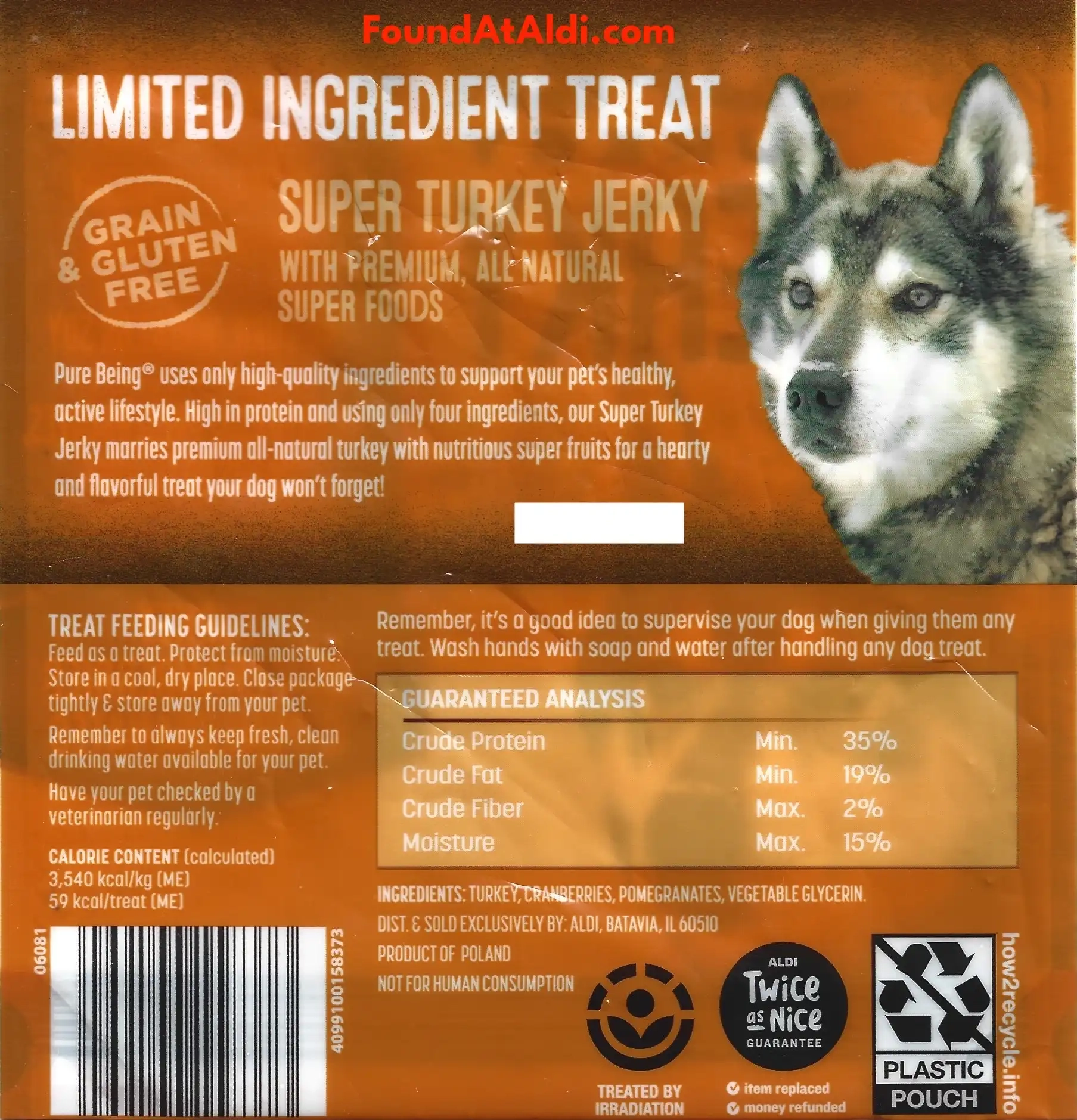 Pure Being Super Turkey Jerky Dog Treats Ingredients Nutrition Facts