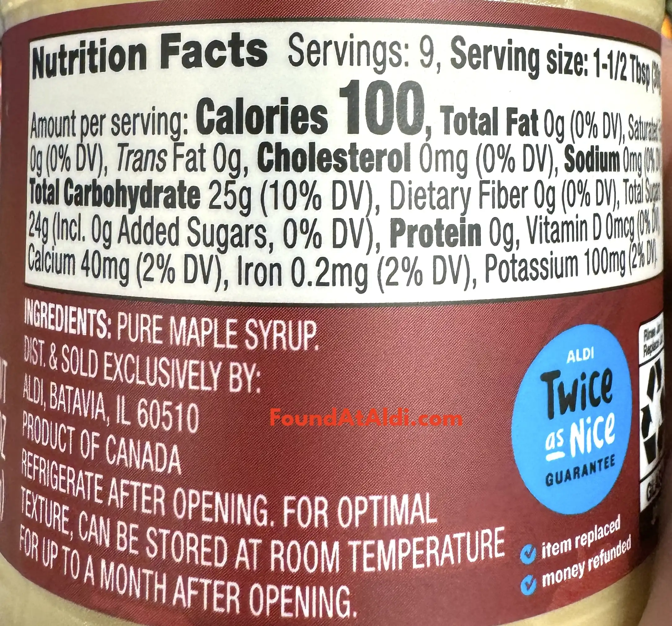 Berryhill Maple Butter Ingredients Nutrition Facts