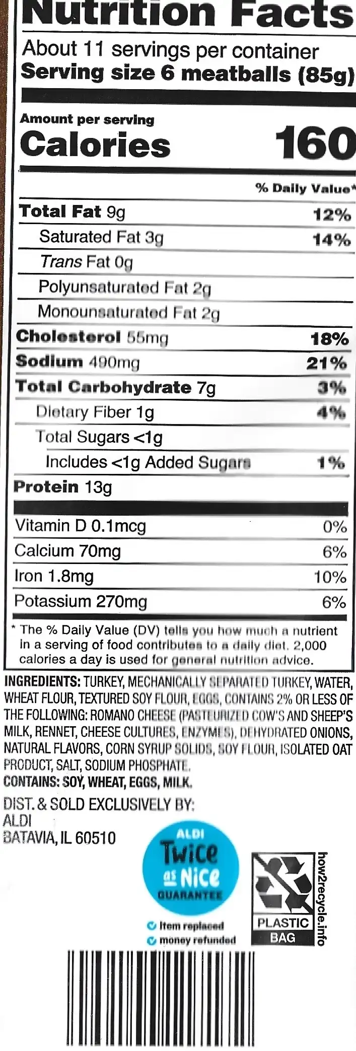 Bremer Turkey Meatballs Ingredients Nutrition Facts